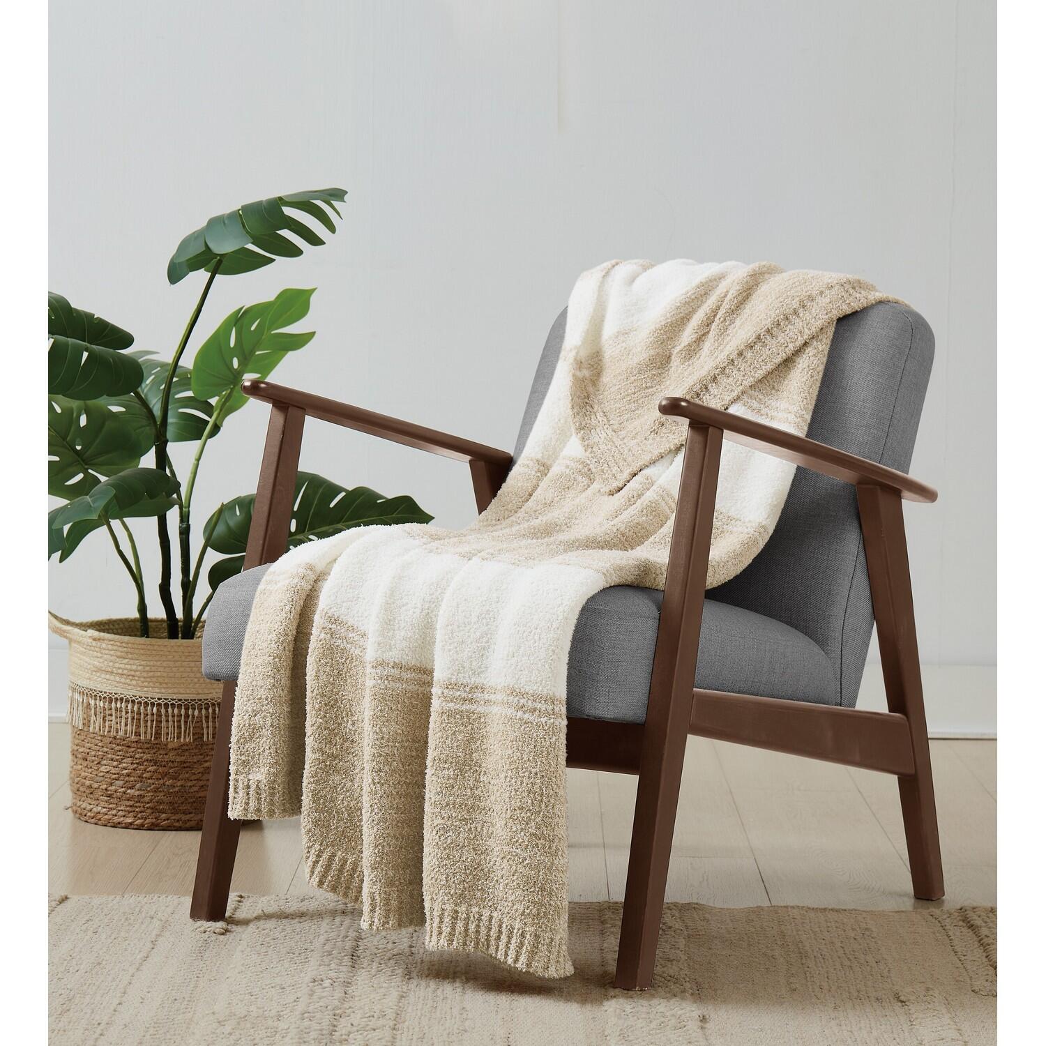 Brooklyn Loom Ombre Throw Blanket, Beige, rollover