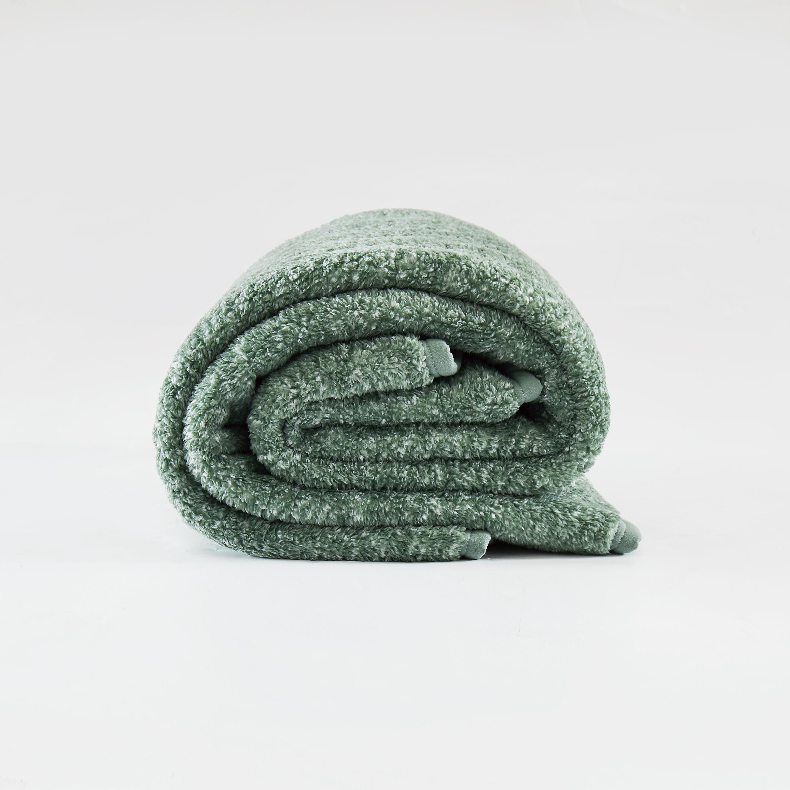 Brooklyn Loom Sherpa Bed Blanket, Green, large