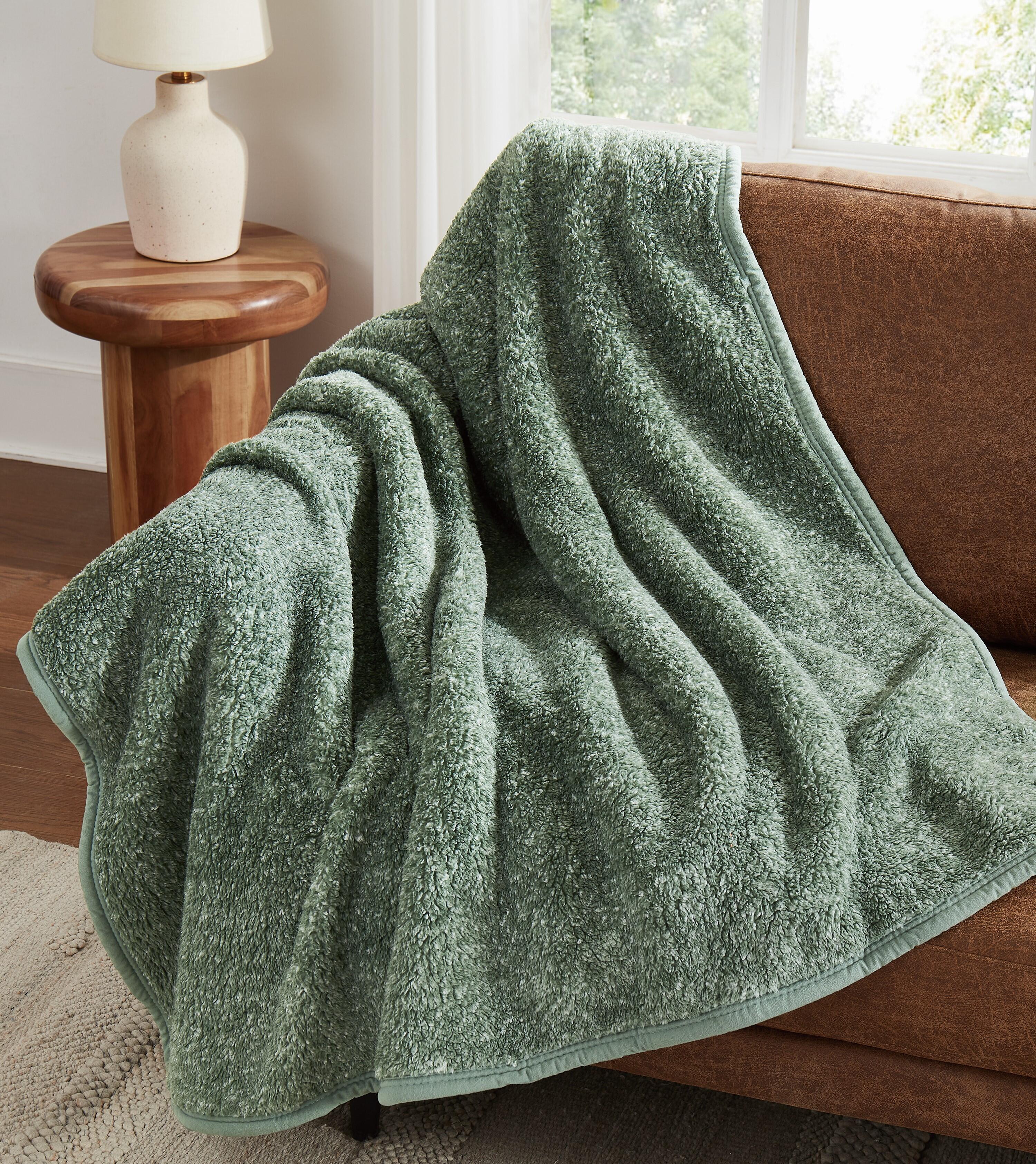 Brooklyn Loom Heathered Throw Blanket, Green, rollover