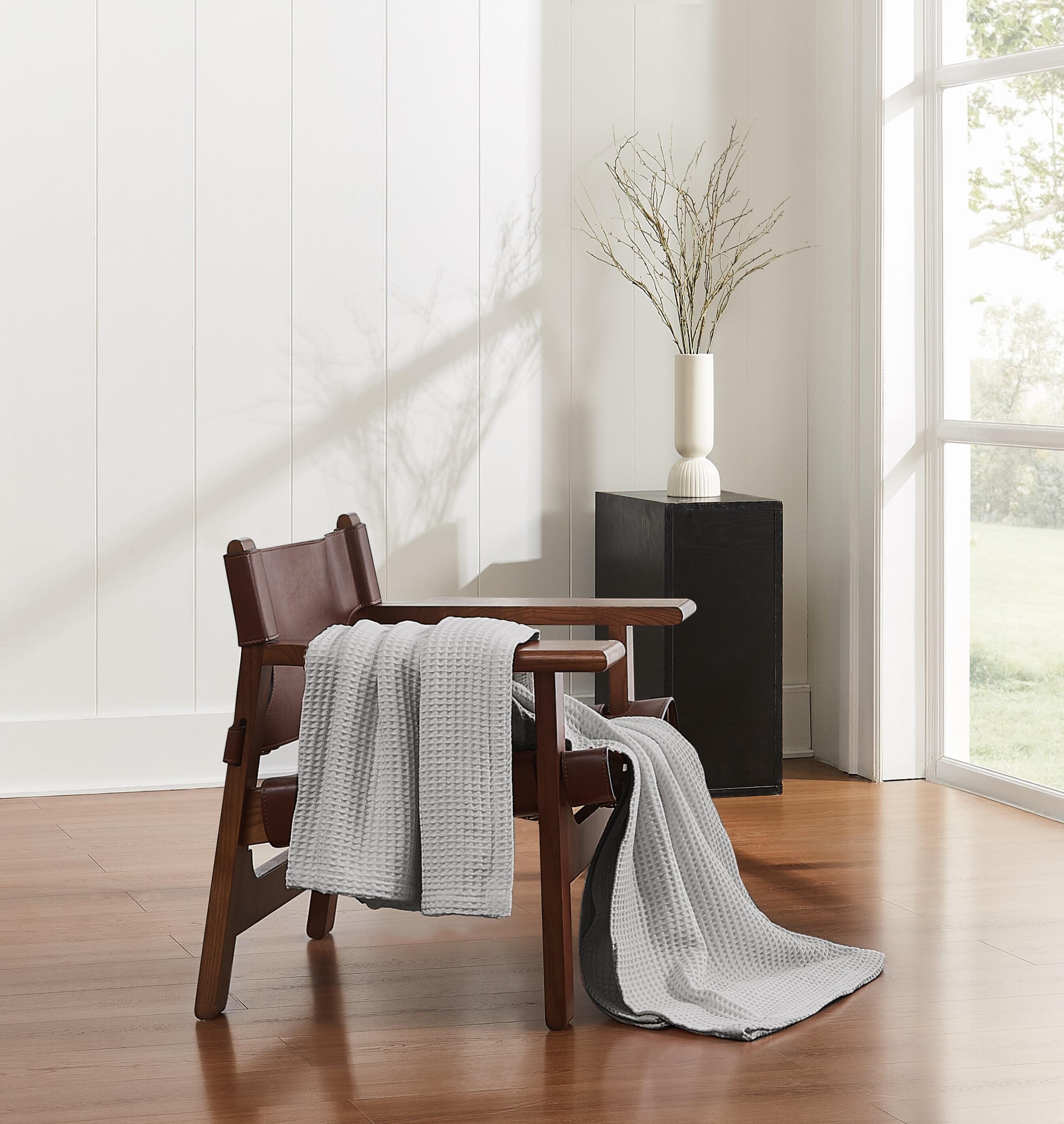 Cannon Solid Waffle Blanket, Gray, rollover