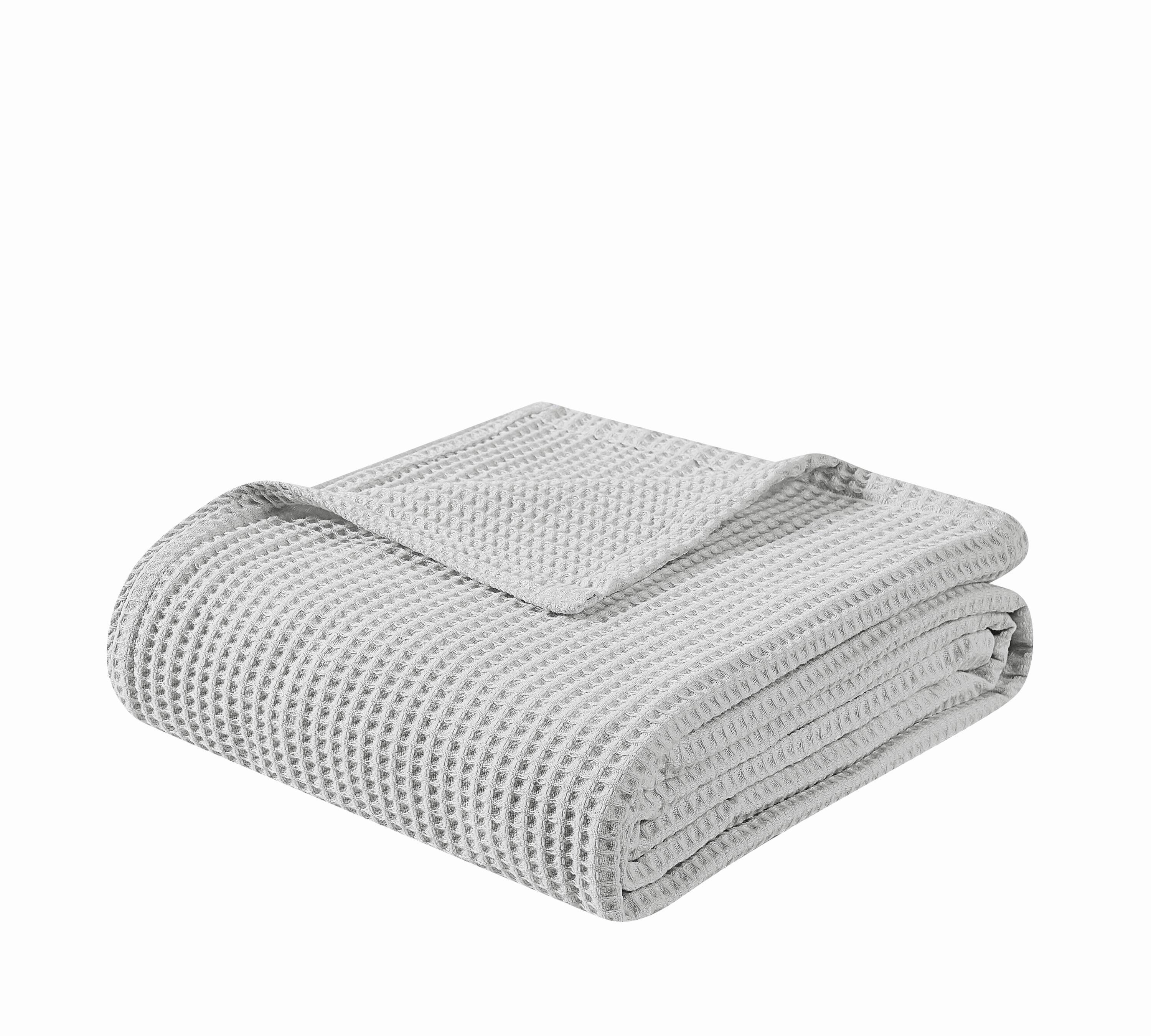 Cannon Solid Waffle Blanket, Gray, large