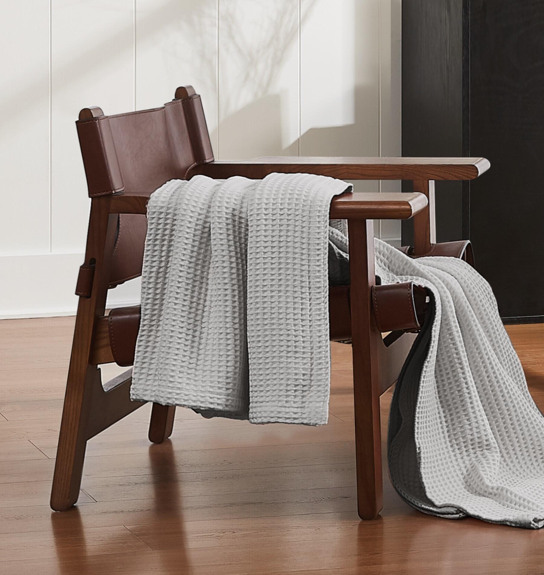 Cannon Solid Waffle Blanket, Gray, large