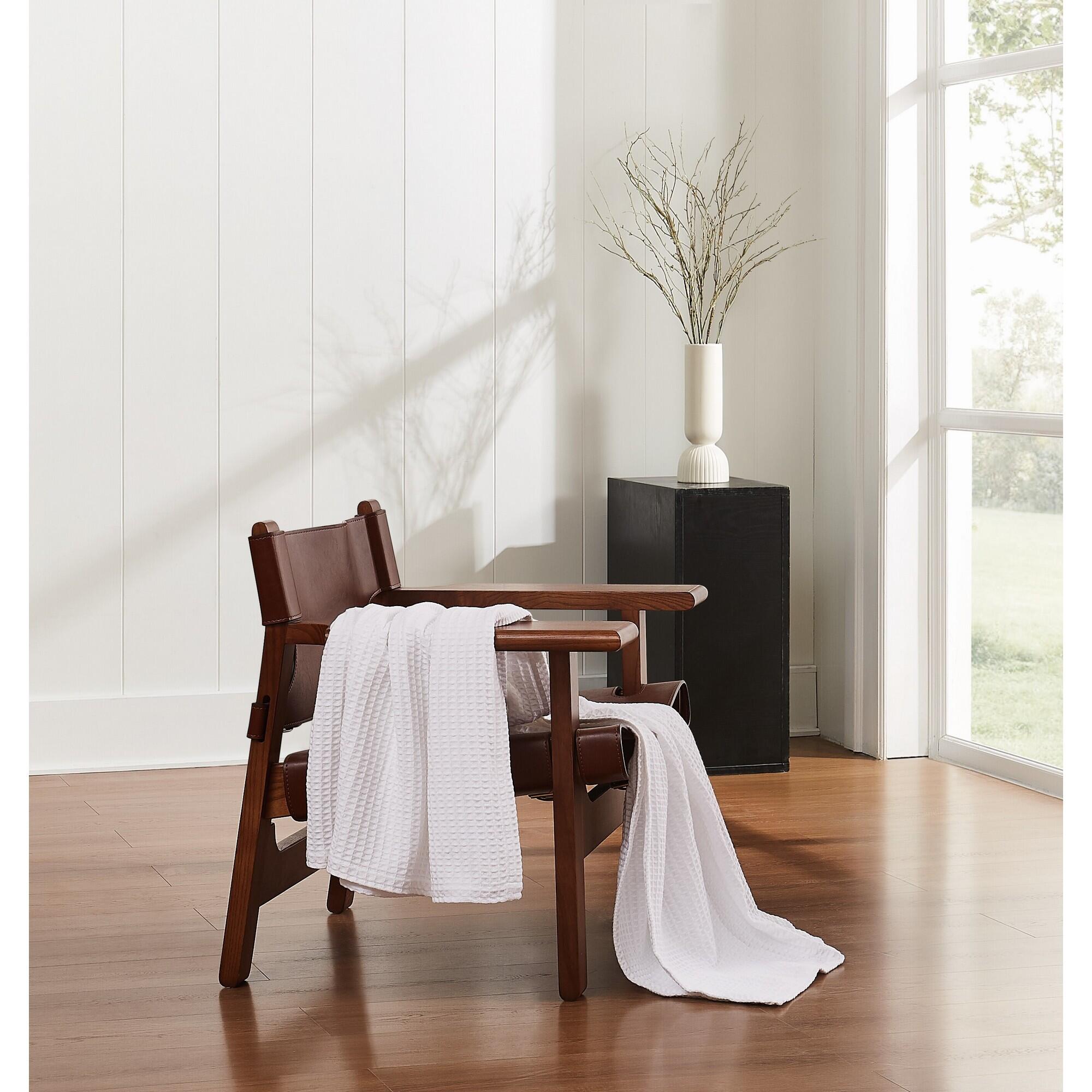 Cannon Solid Waffle Blanket, White, rollover