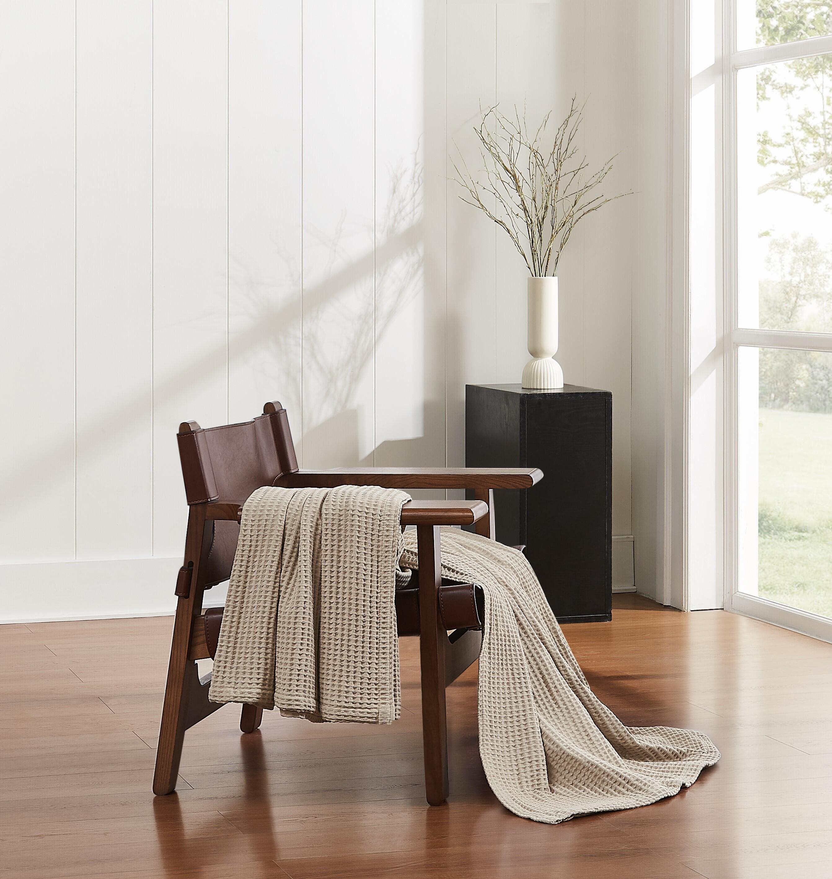 Cannon Solid Waffle Blanket, Khaki, rollover