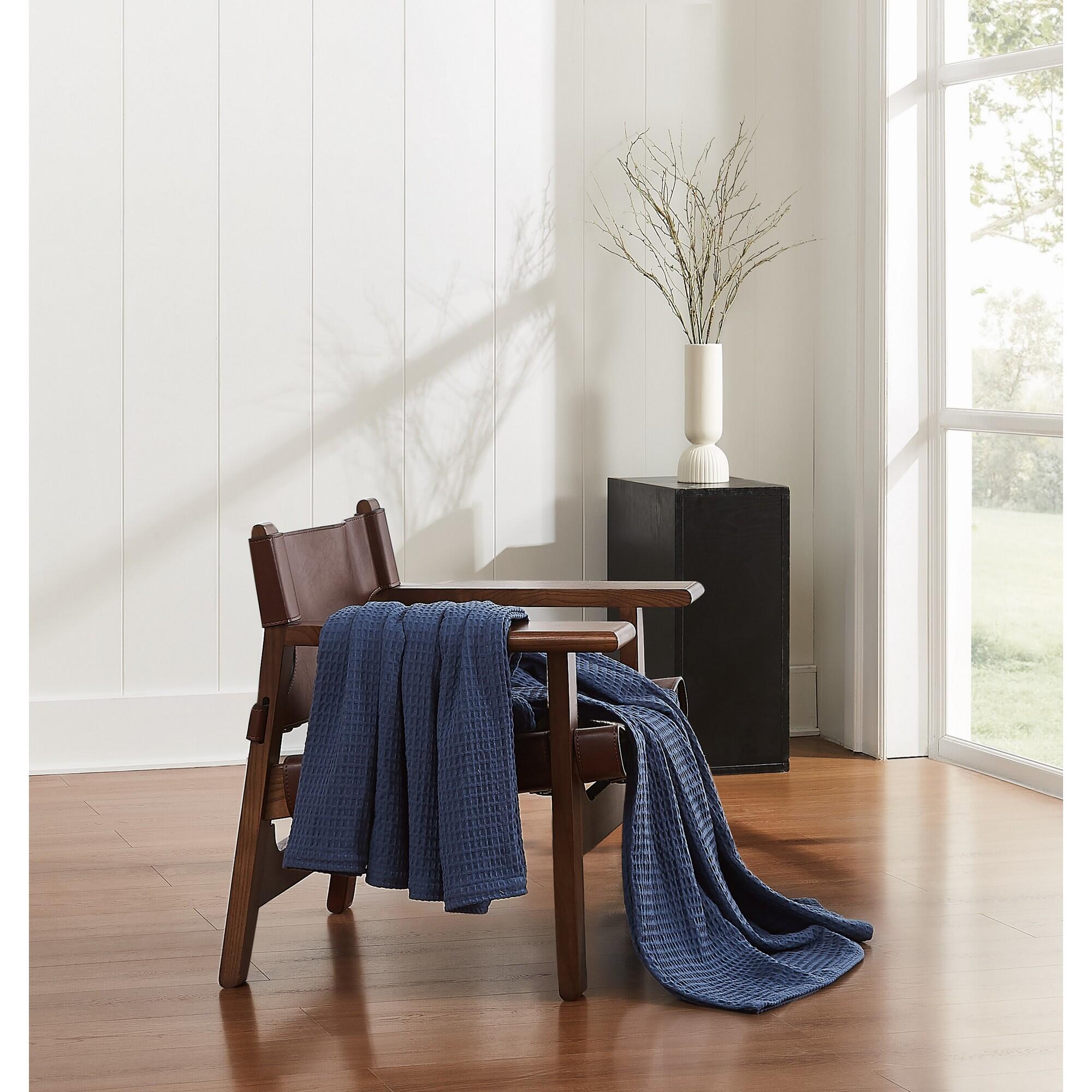 Cannon Waffle Throw Blanket, Blue, rollover