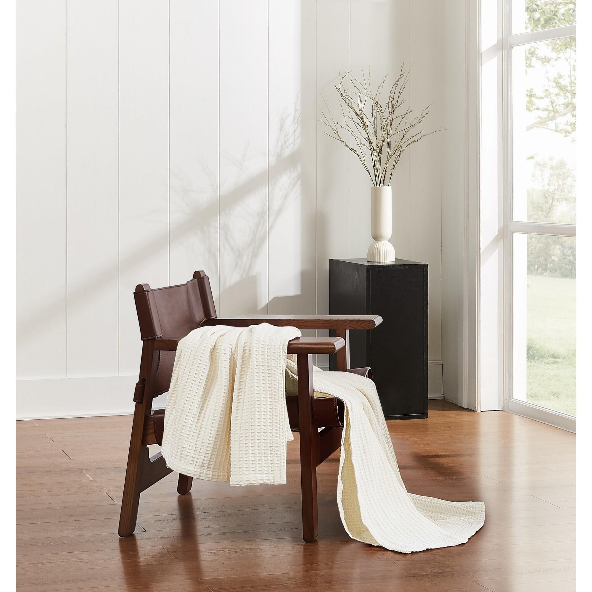 Cannon Waffle Throw Blanket, Ivory, rollover