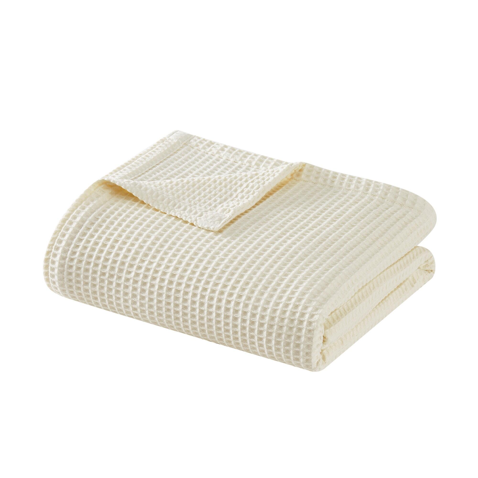 Cannon Waffle Throw Blanket, Ivory, large