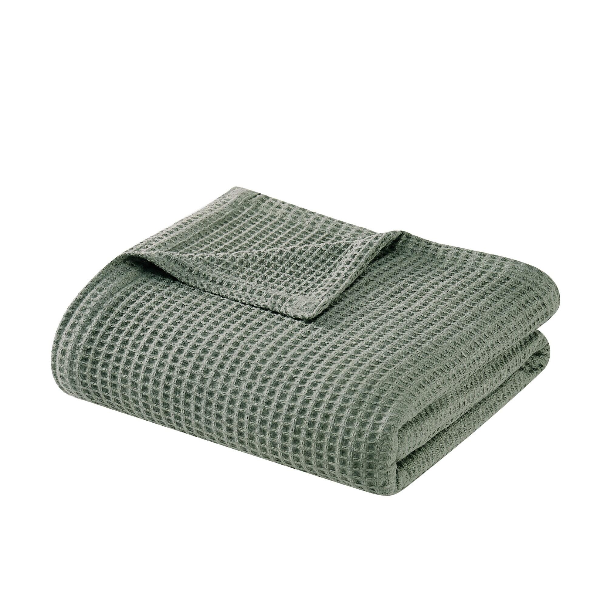 Cannon Waffle Throw Blanket, Green, large