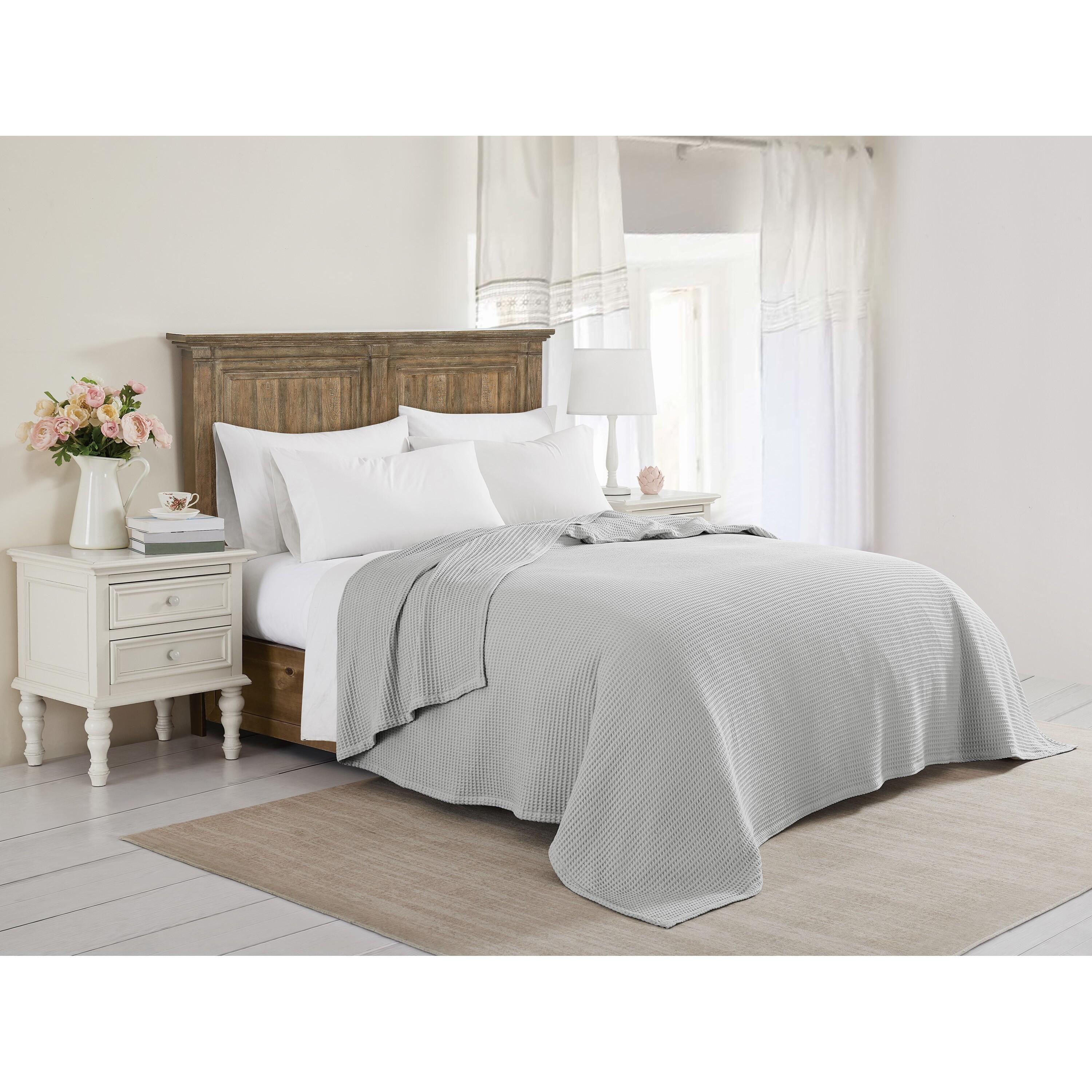 Farmhouse King Waffle Blanket, Gray, rollover