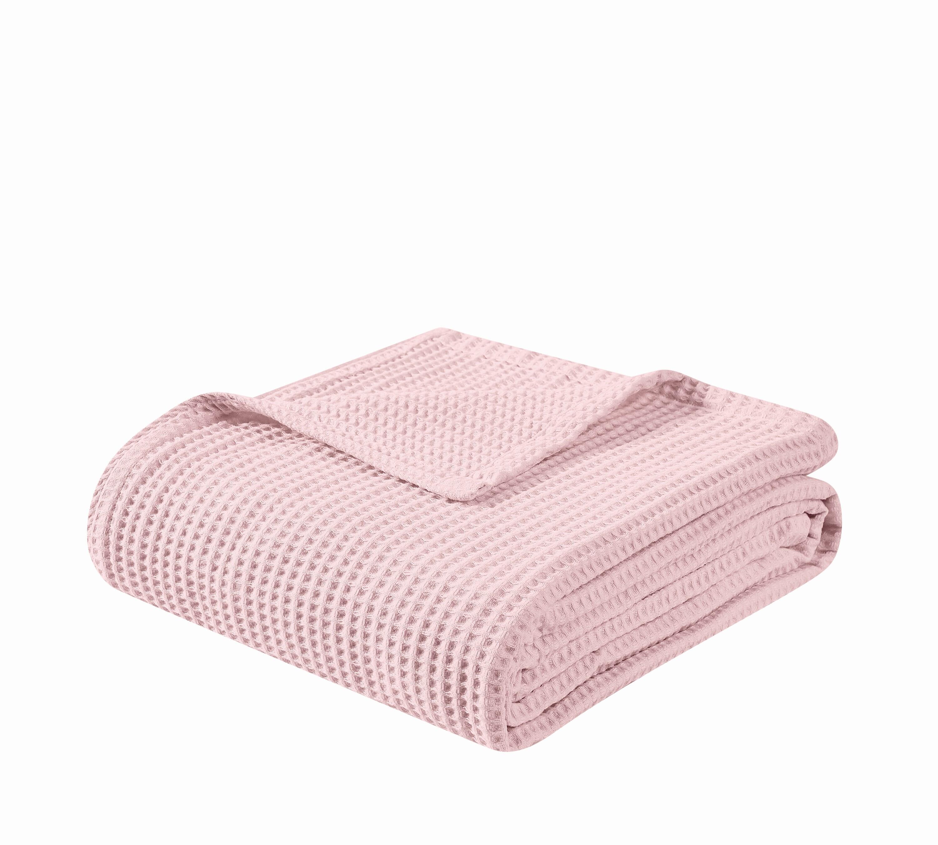 Farmhouse Ashwell Waffle Throw, Pink, large