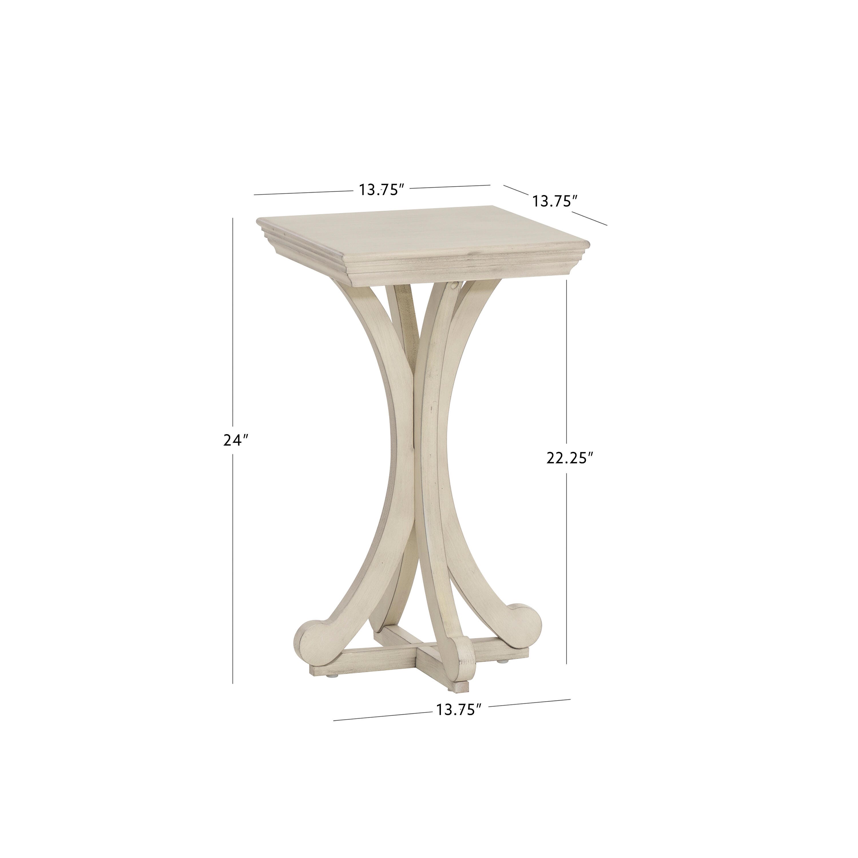 Linon Deacon Accent Table, Antique White, large