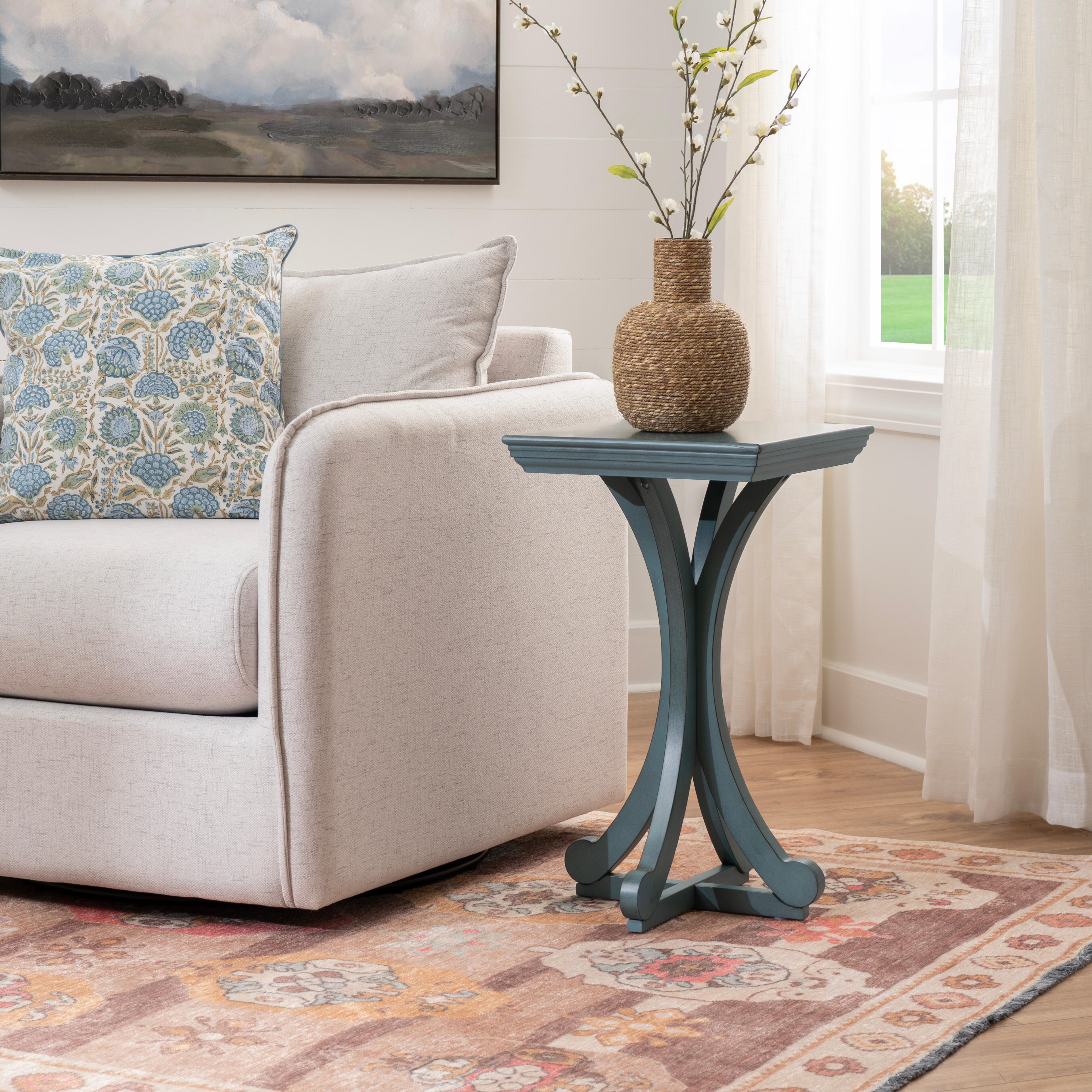 Linon Deacon Accent Table, Blue, rollover