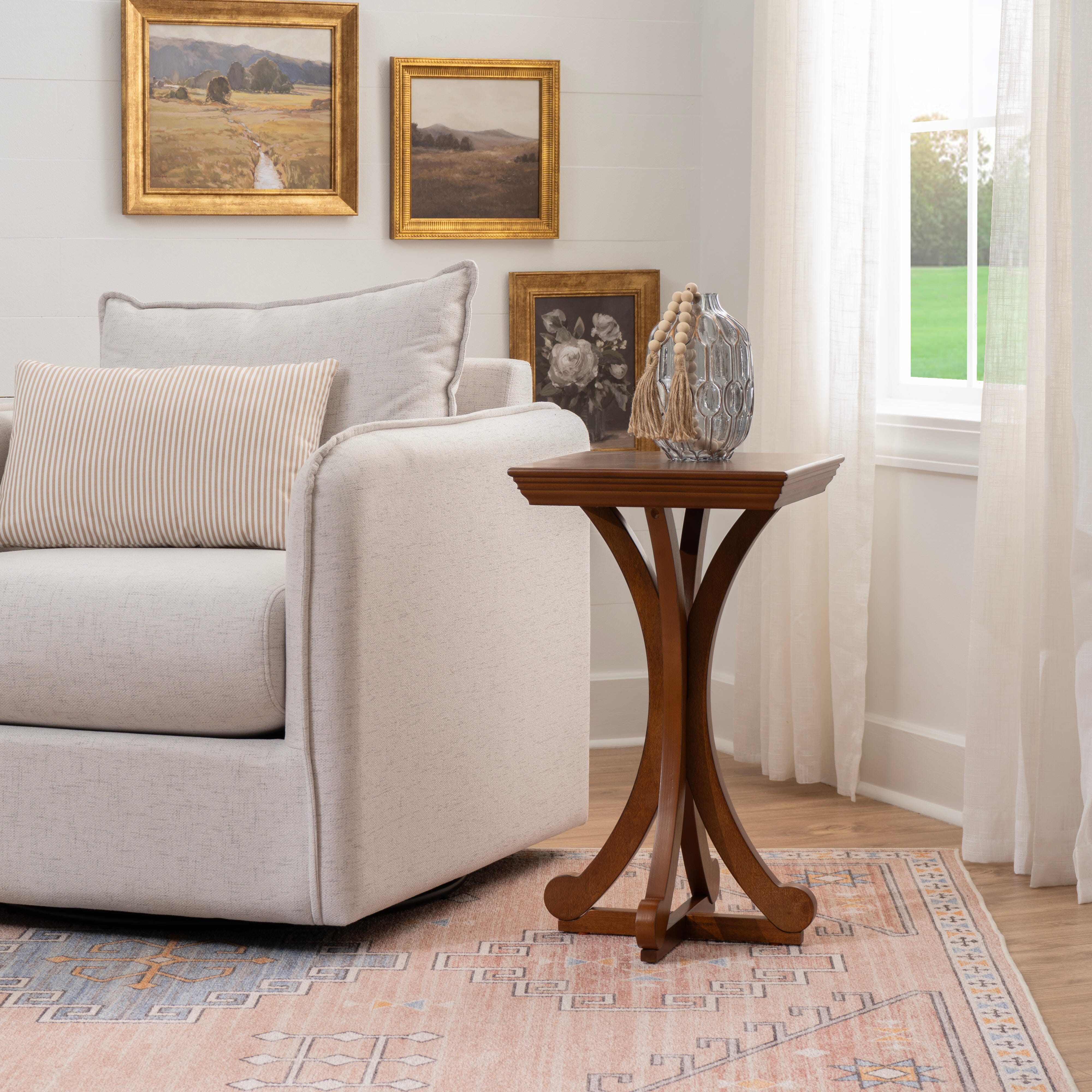 Linon Deacon Accent Table, Hazelnut, large
