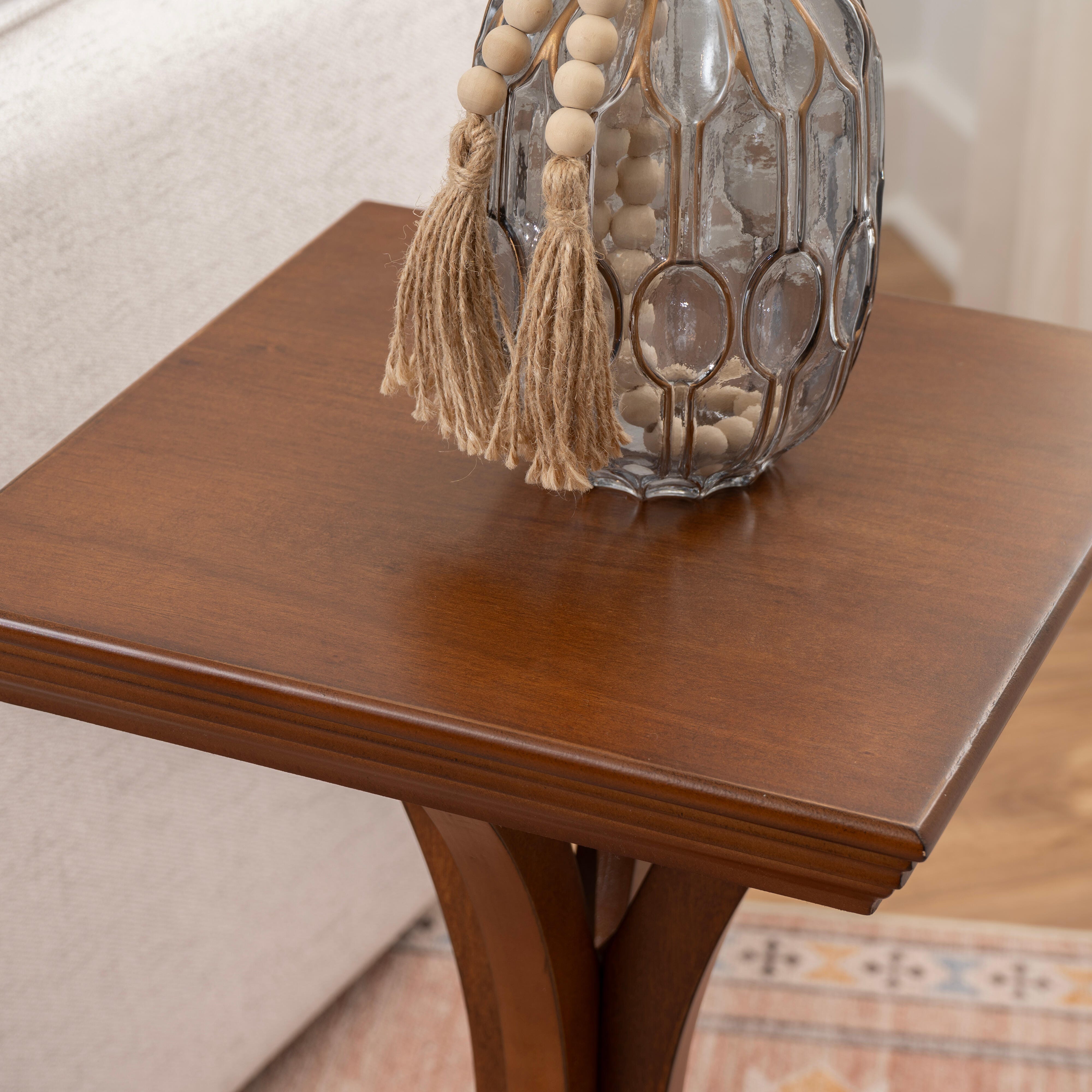 Linon Deacon Accent Table, Hazelnut, large