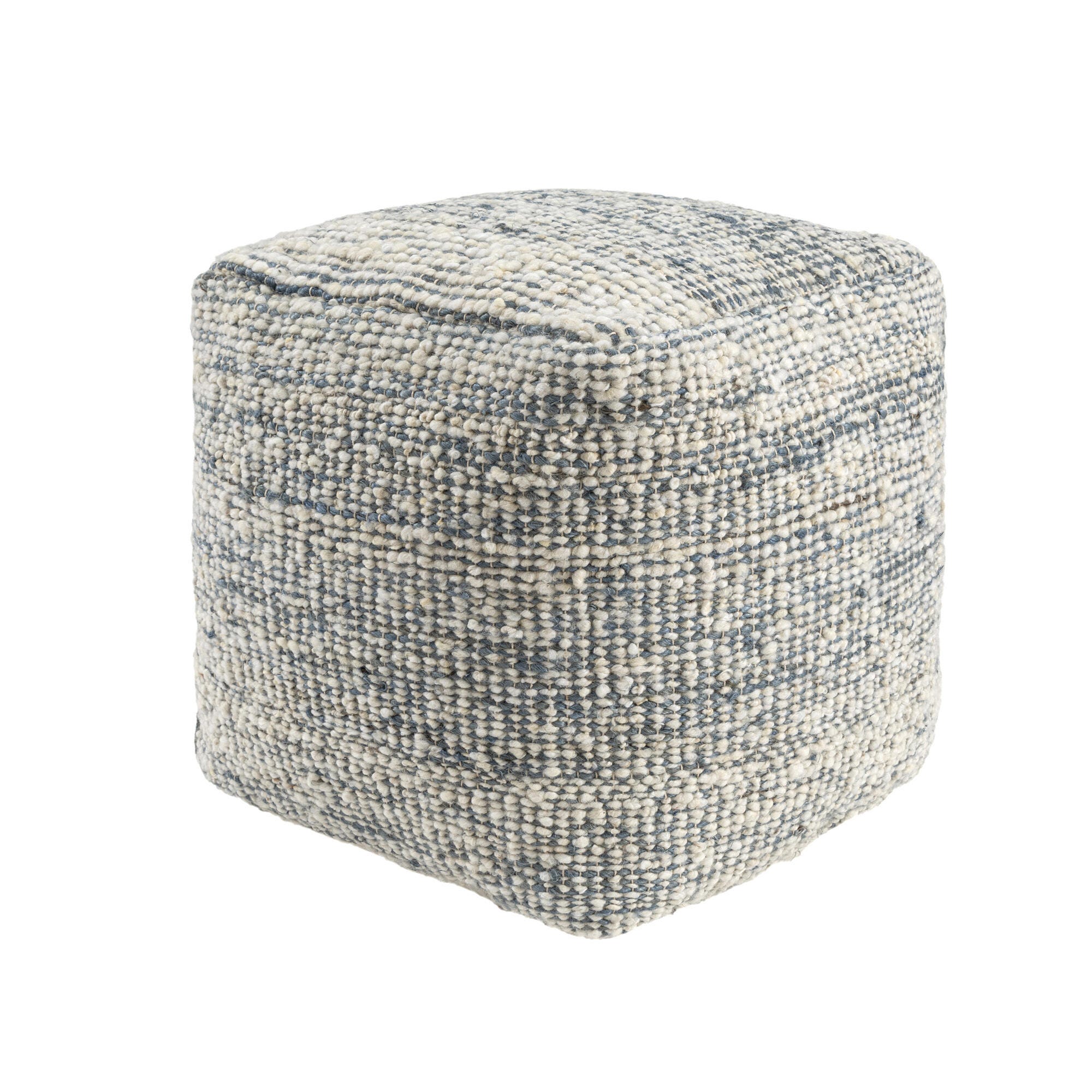 Suvii Home Lunaro Striped Pouf, Ivory/Blue, large