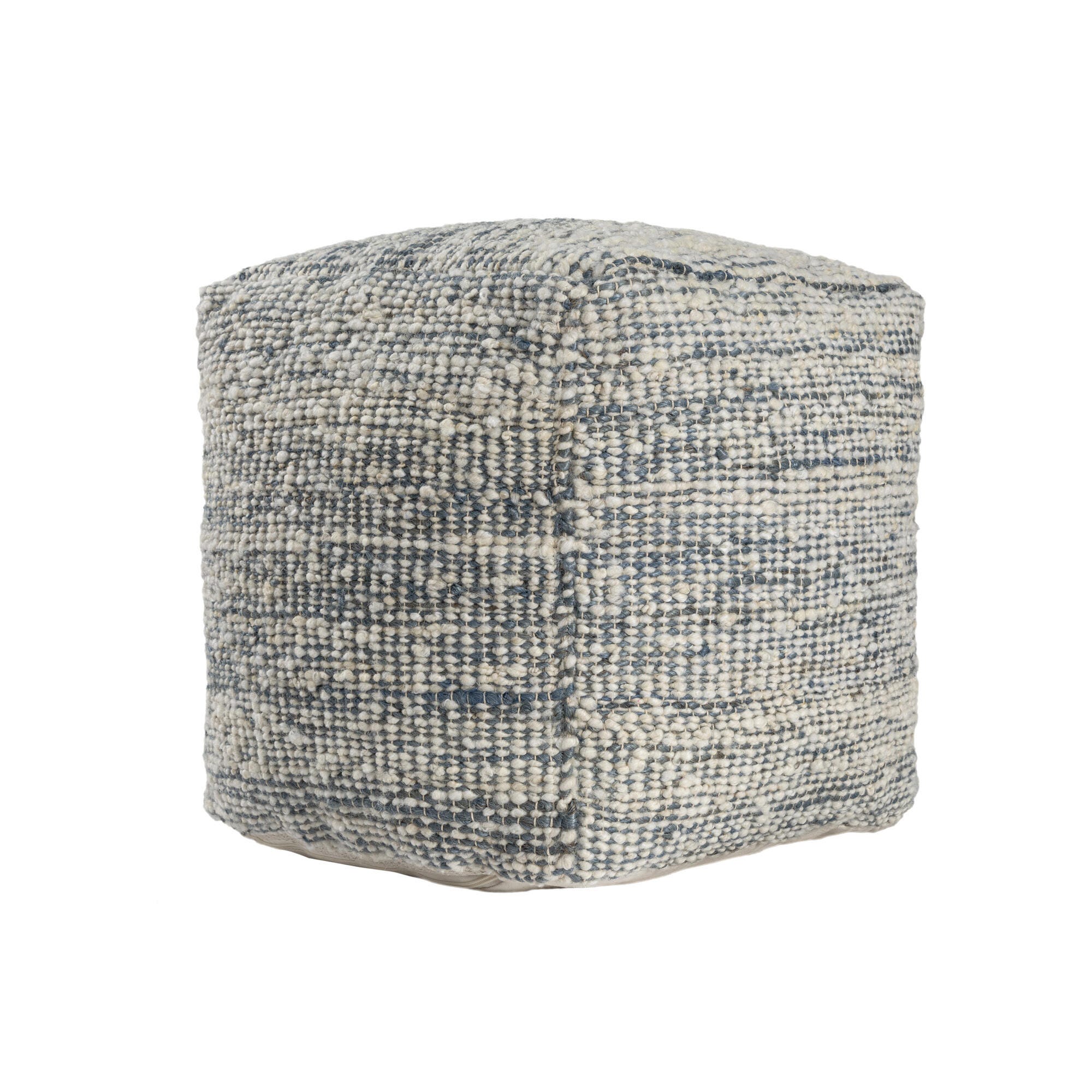 Suvii Home Lunaro Striped Pouf, Ivory/Blue, large