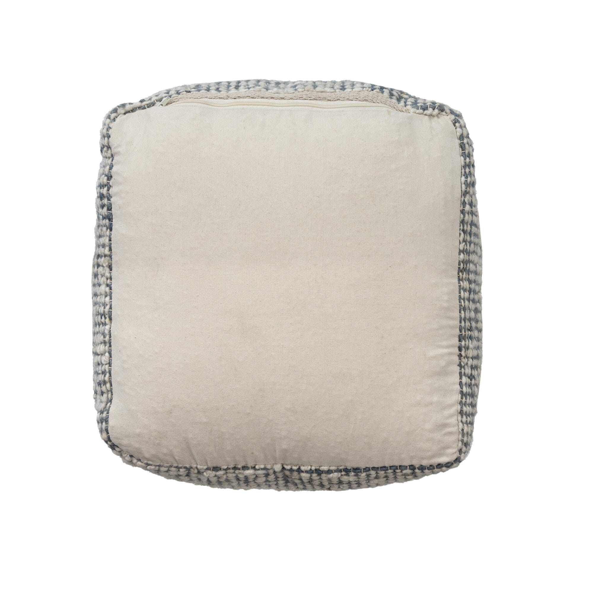 Suvii Home Lunaro Striped Pouf, Ivory/Blue, large