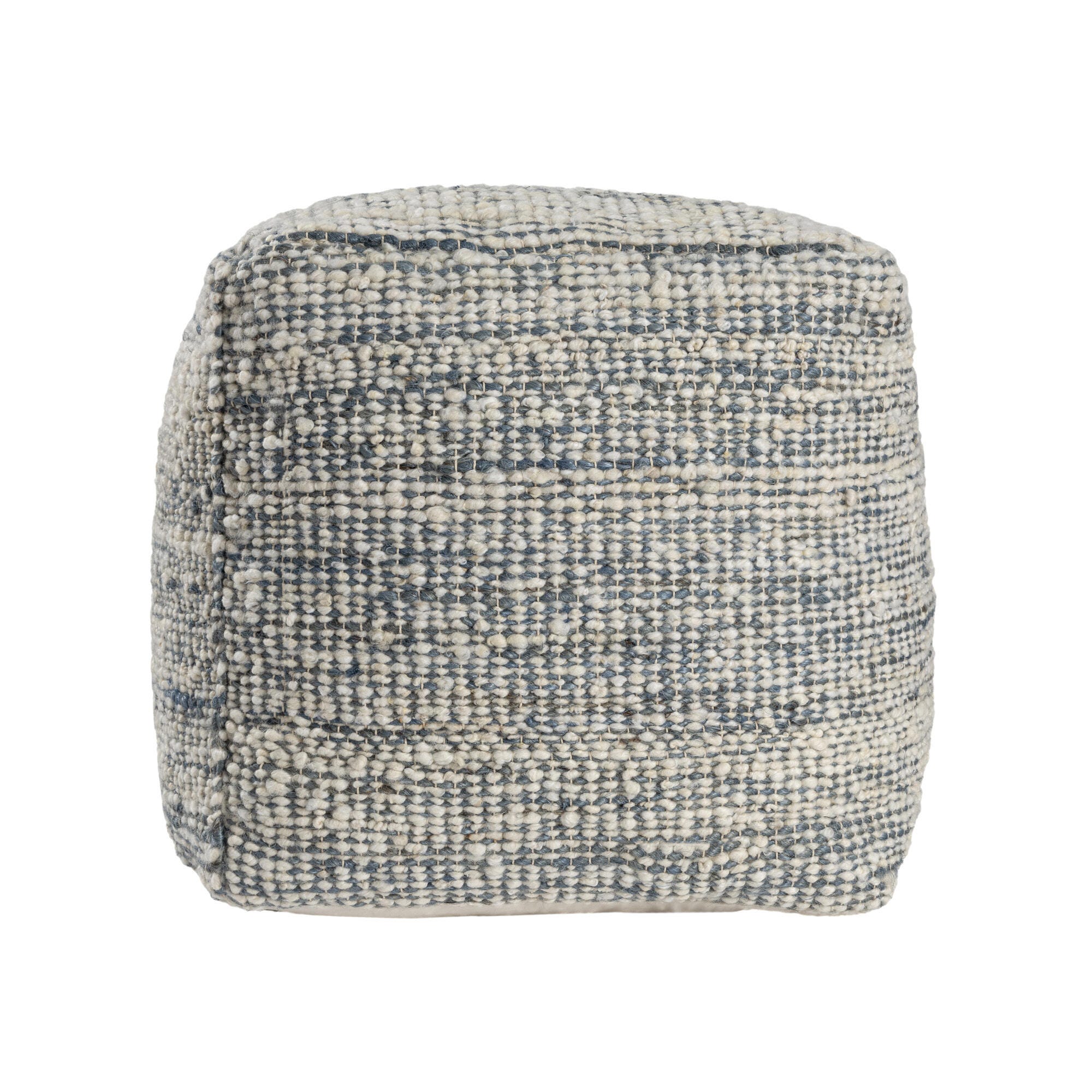 Suvii Home Lunaro Striped Pouf, Ivory/Blue, large