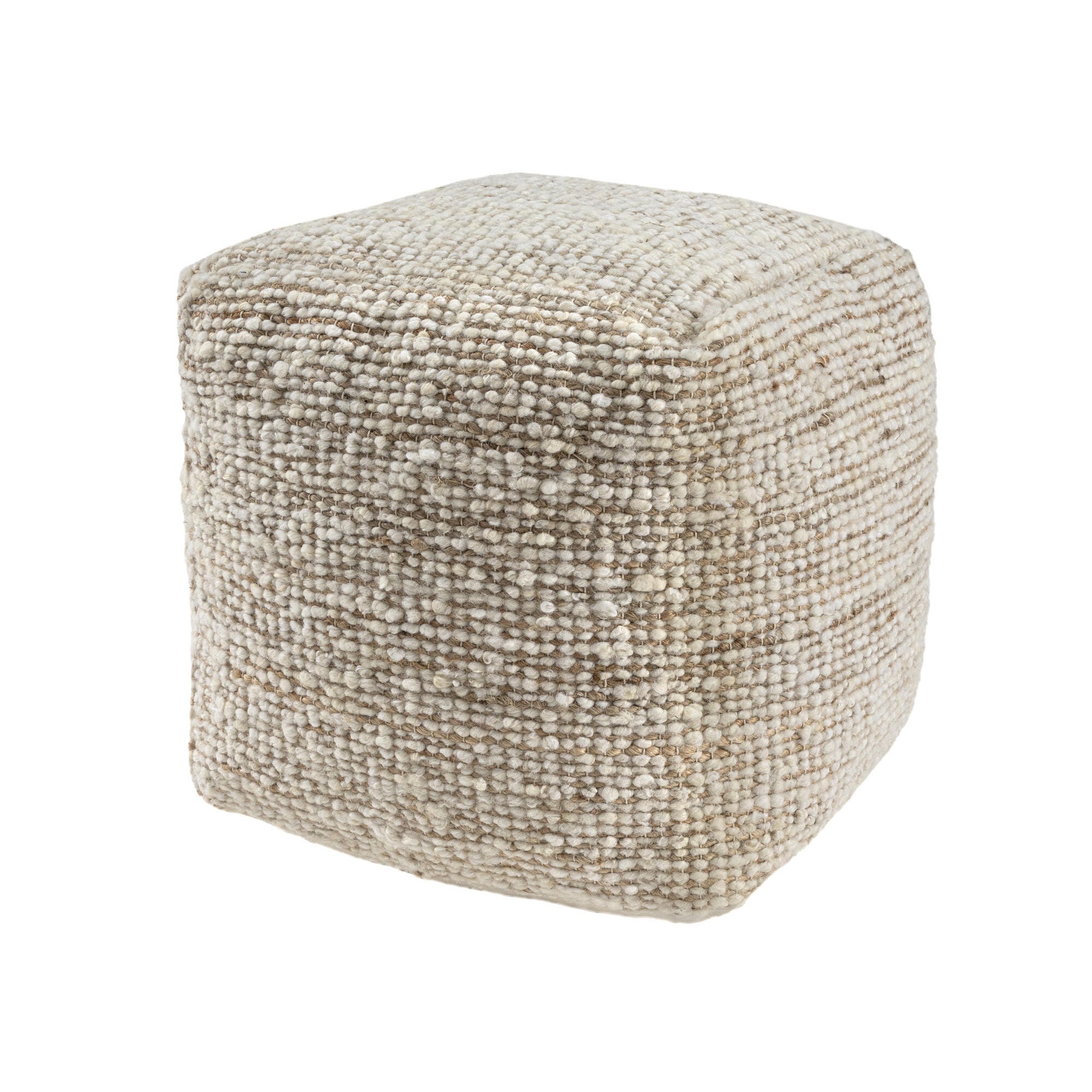 Suvii Home Lunaro Striped Pouf, Ivory/Natural, large