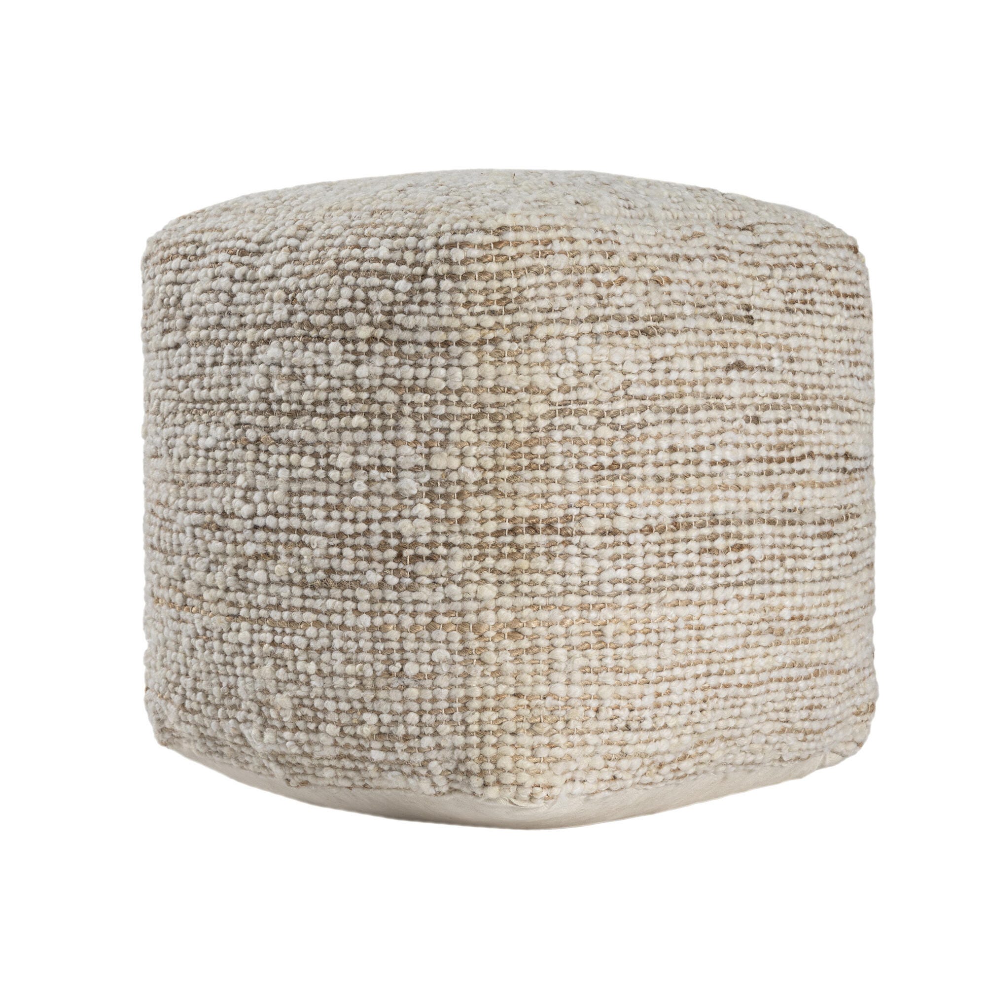 Suvii Home Lunaro Striped Pouf, Ivory/Natural, large