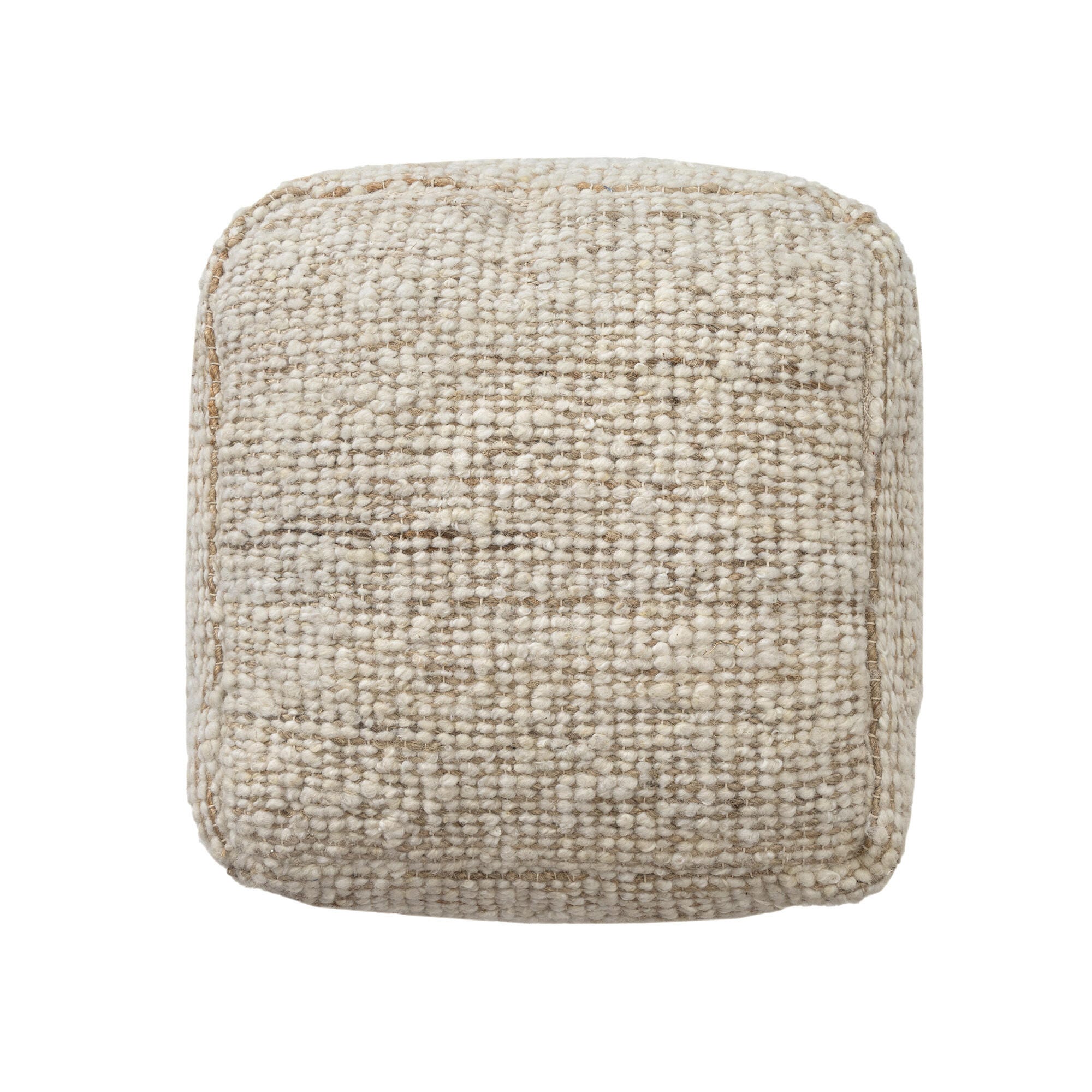 Suvii Home Lunaro Striped Pouf, Ivory/Natural, large