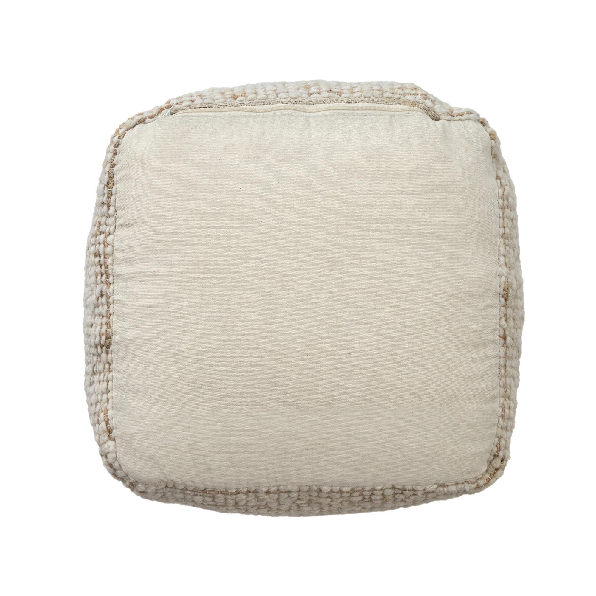 Suvii Home Lunaro Striped Pouf, Ivory/Natural, large