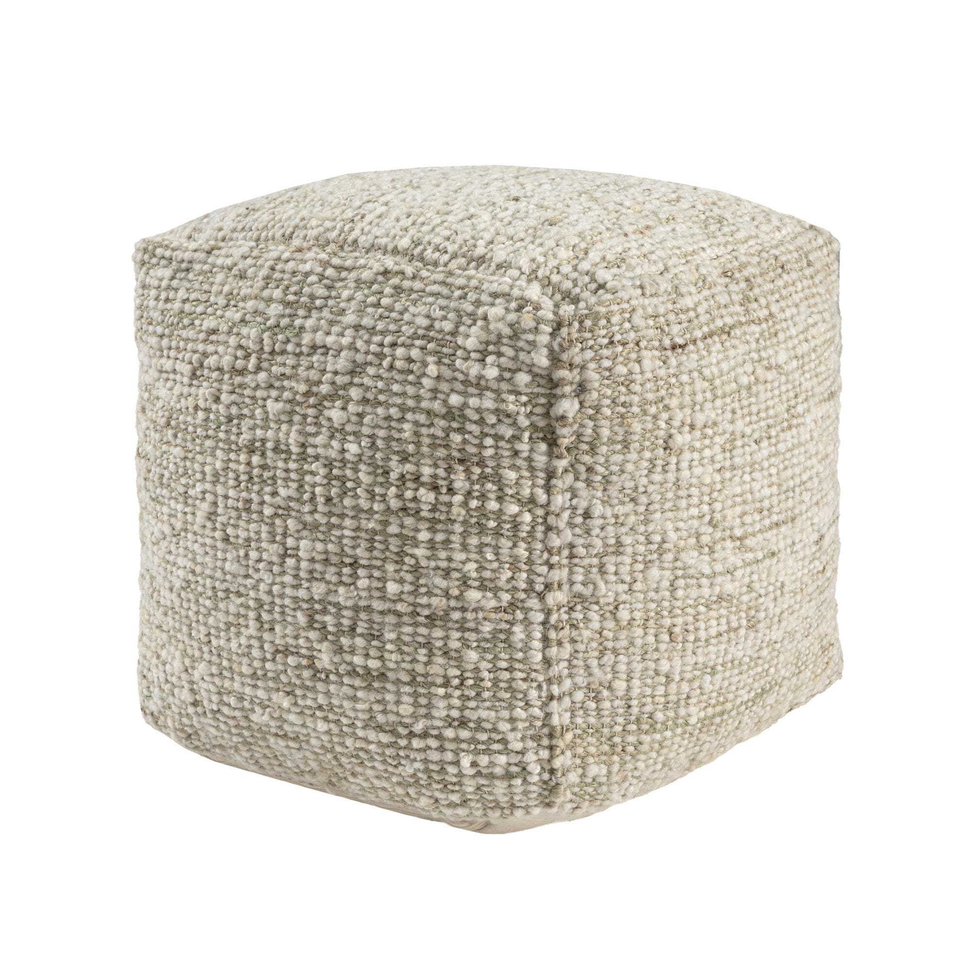 Suvii Home Lunaro Striped Pouf, Ivory/Green, large