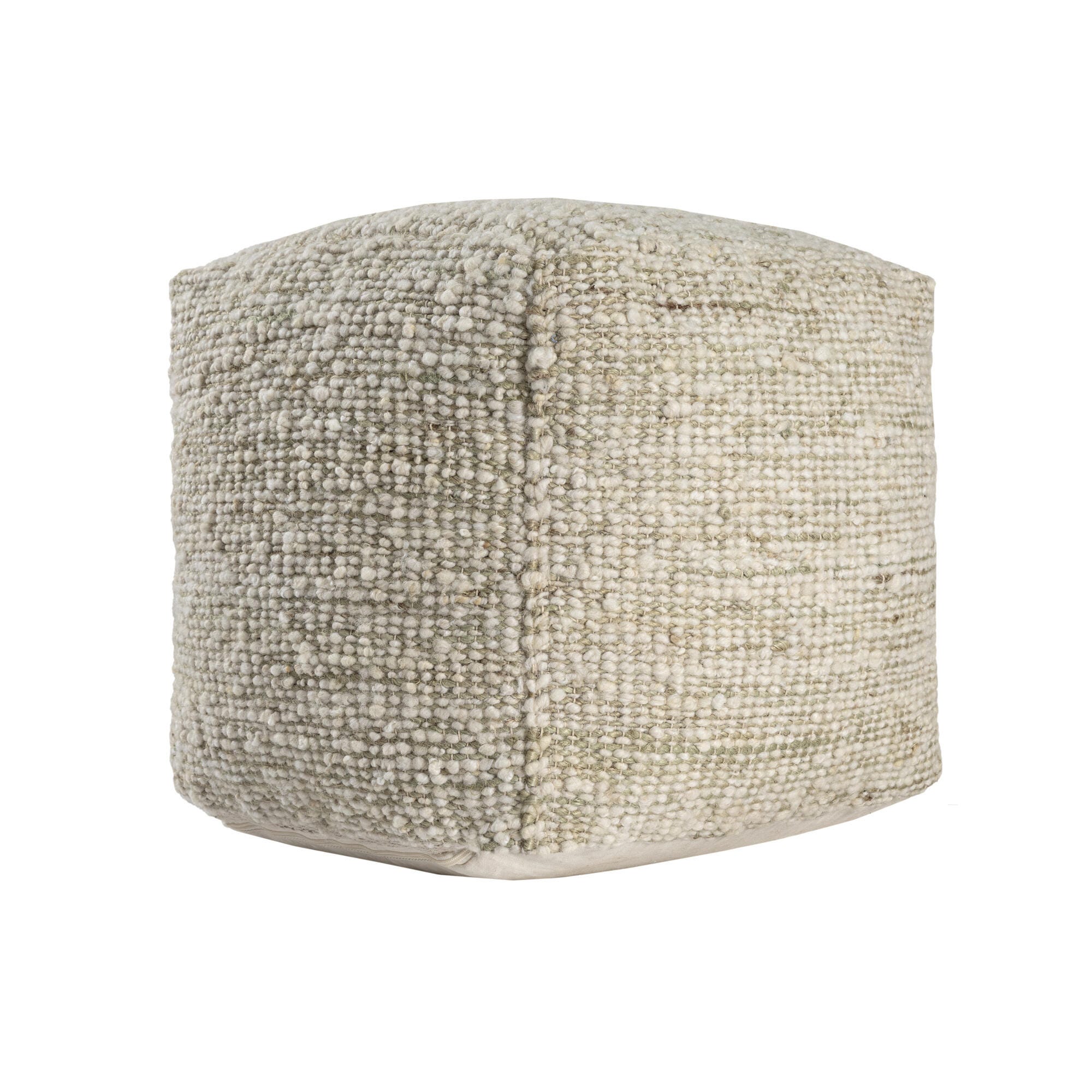Suvii Home Lunaro Striped Pouf, Ivory/Green, large