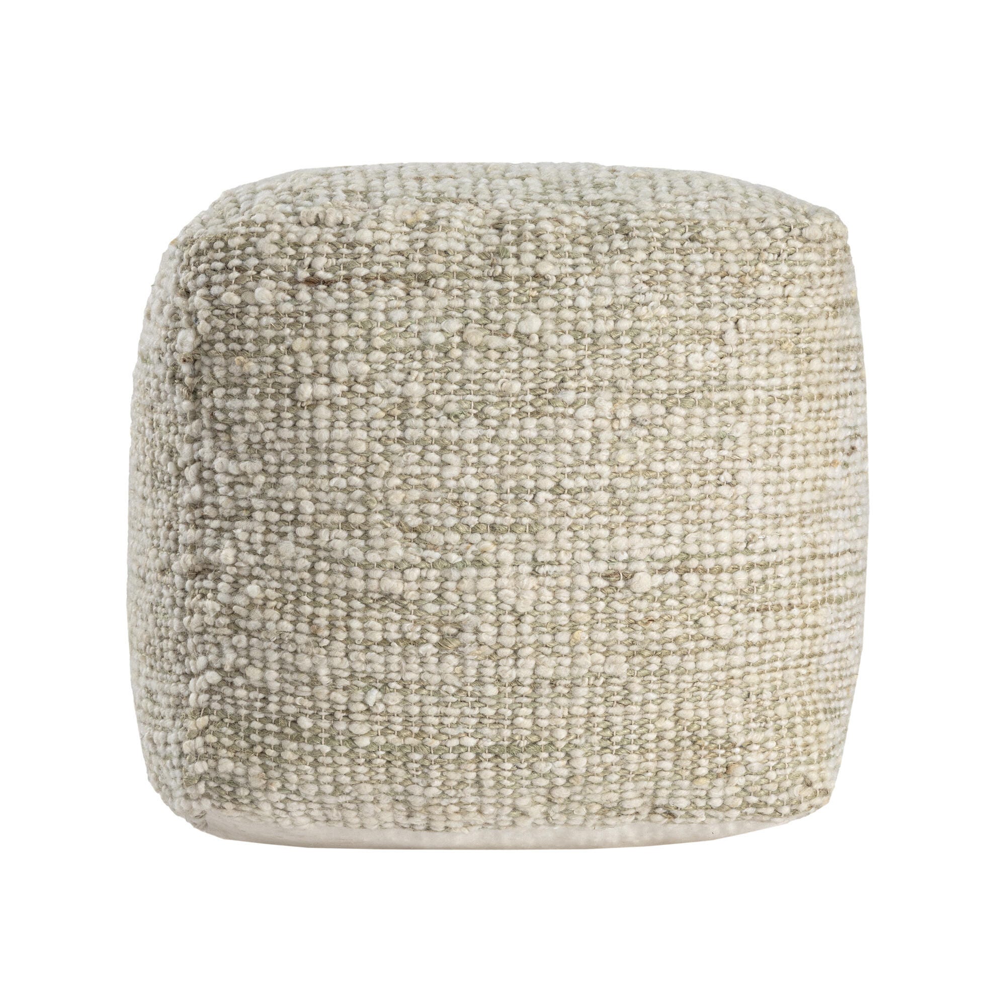 Suvii Home Lunaro Striped Pouf, Ivory/Green, large