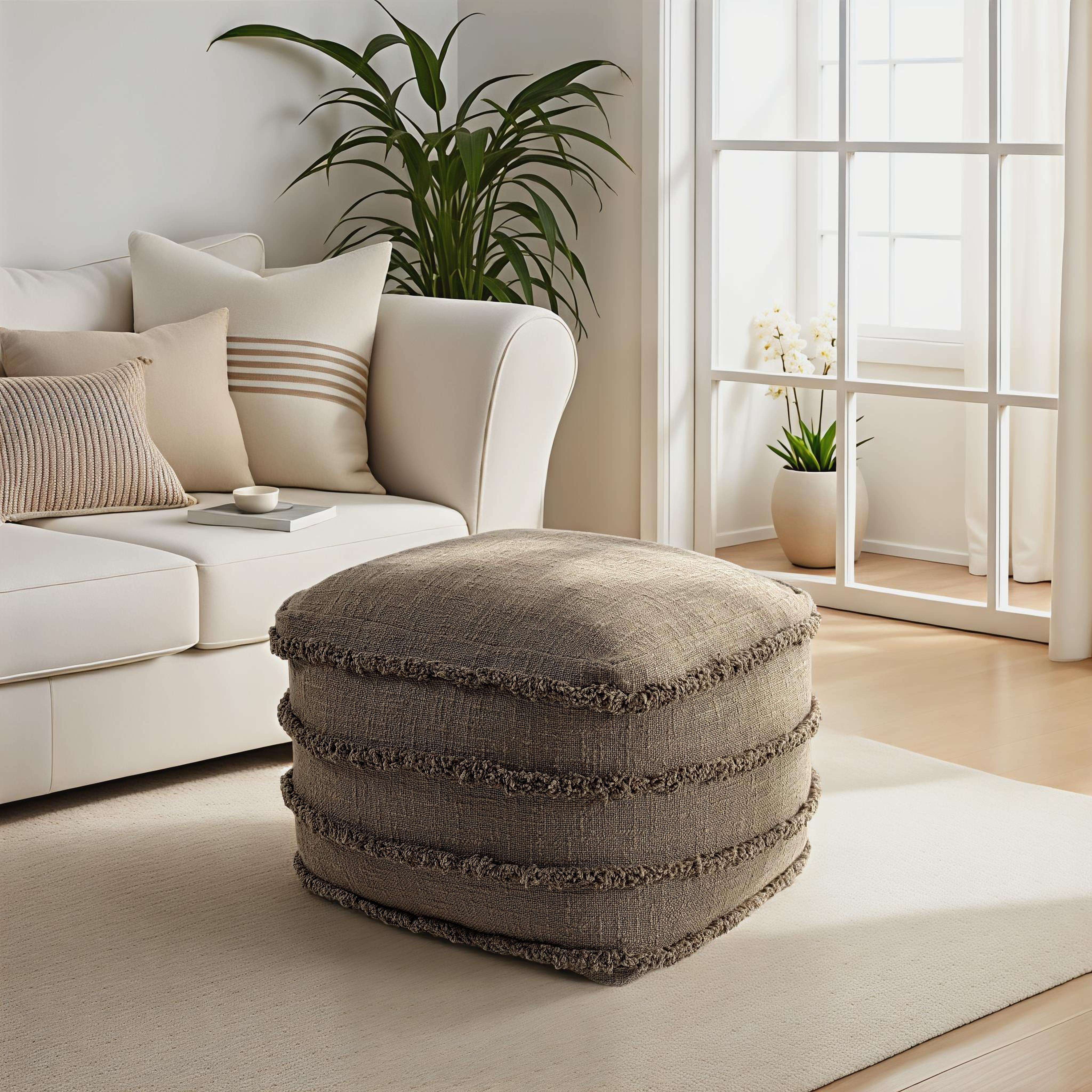 Suvii Home Lunaro Fringed Pouf, , rollover
