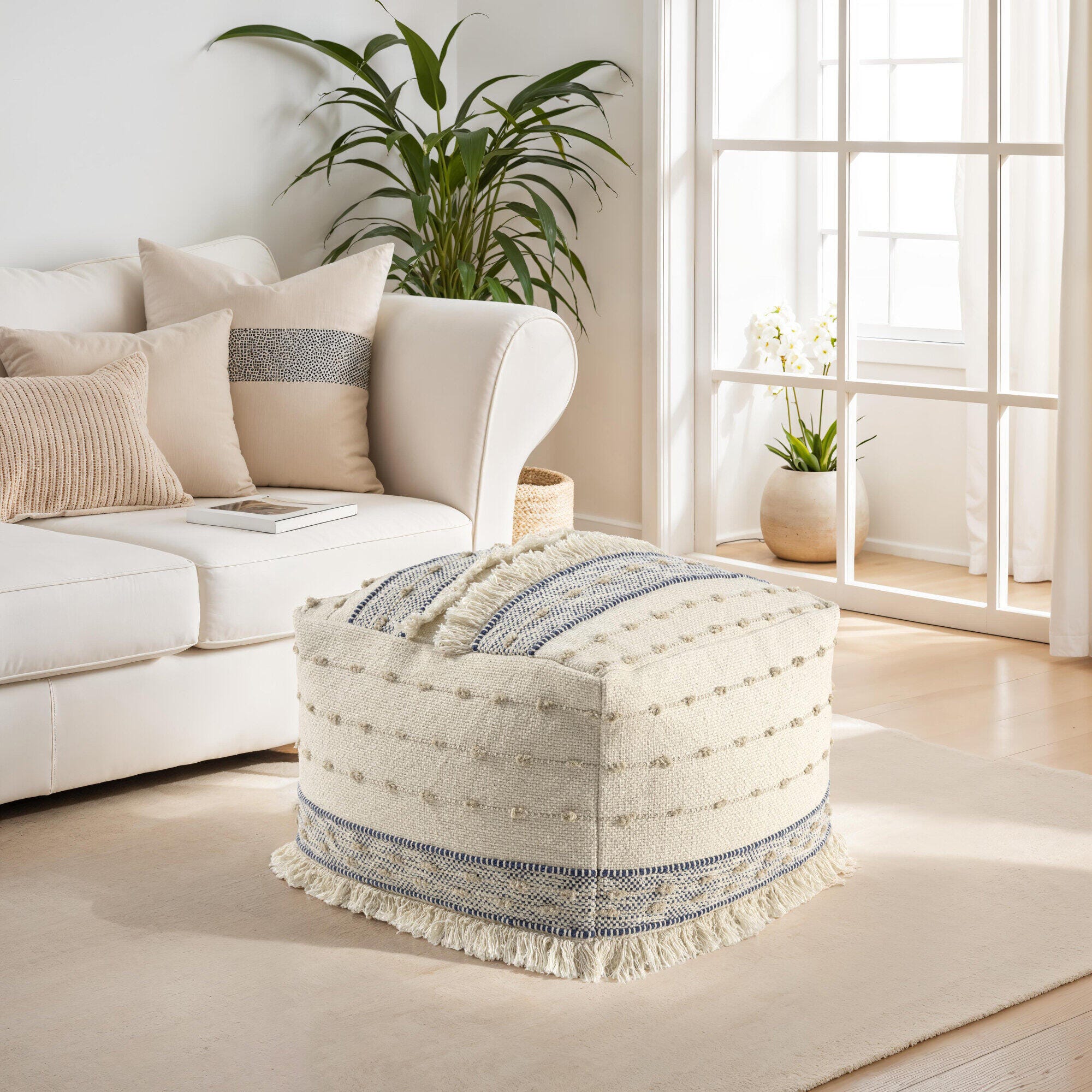 Suvii Home Lunaro Textured Pouf, , rollover