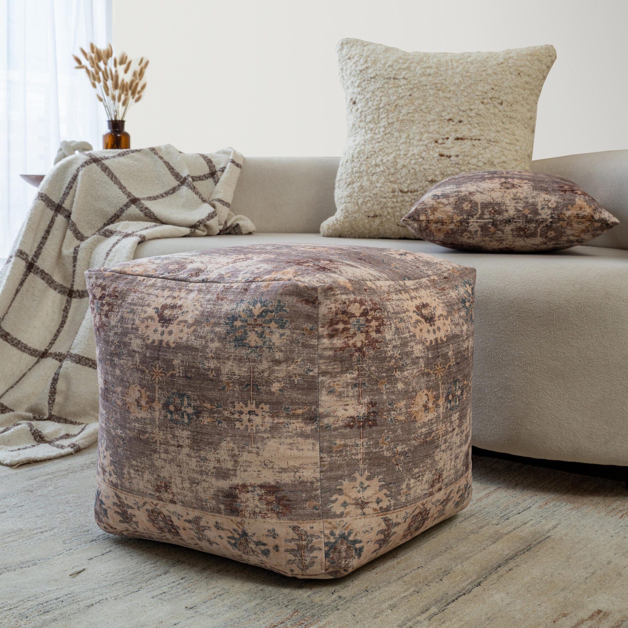 Suvii Home Lunaro Classic Pouf, Taupe, rollover