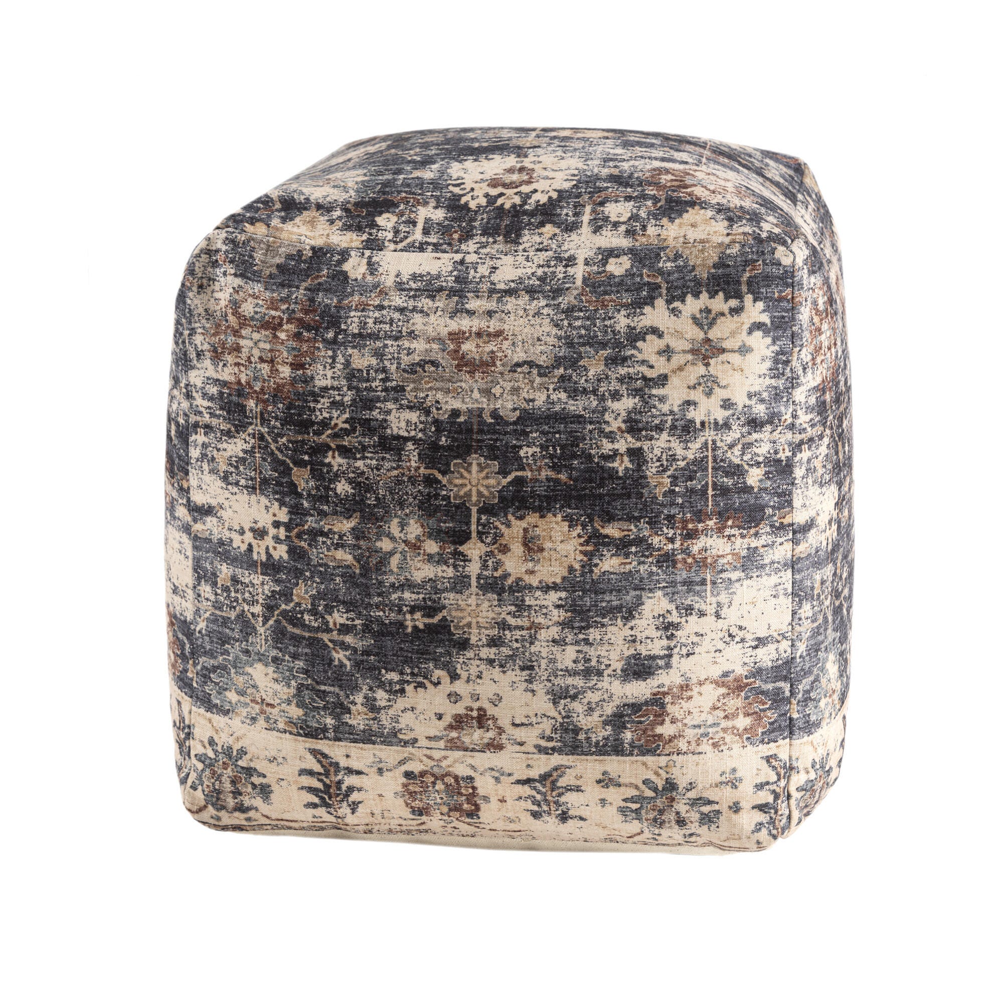 Suvii Home Lunaro Classic Pouf, Navy Blue/Beige, large