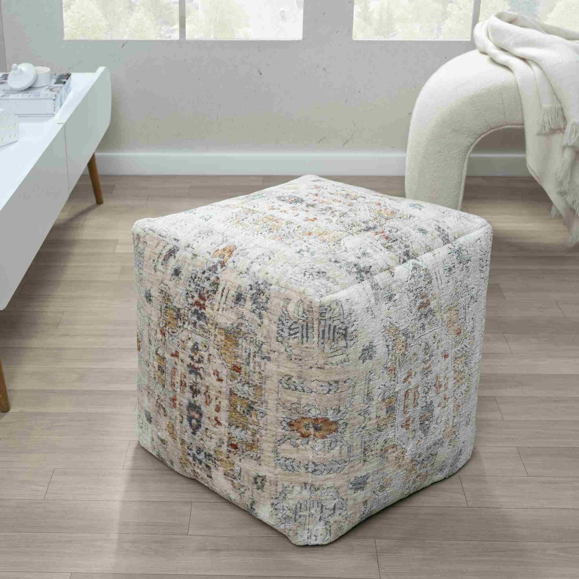 Suvii Home Lunaro Bordered Pouf, , rollover