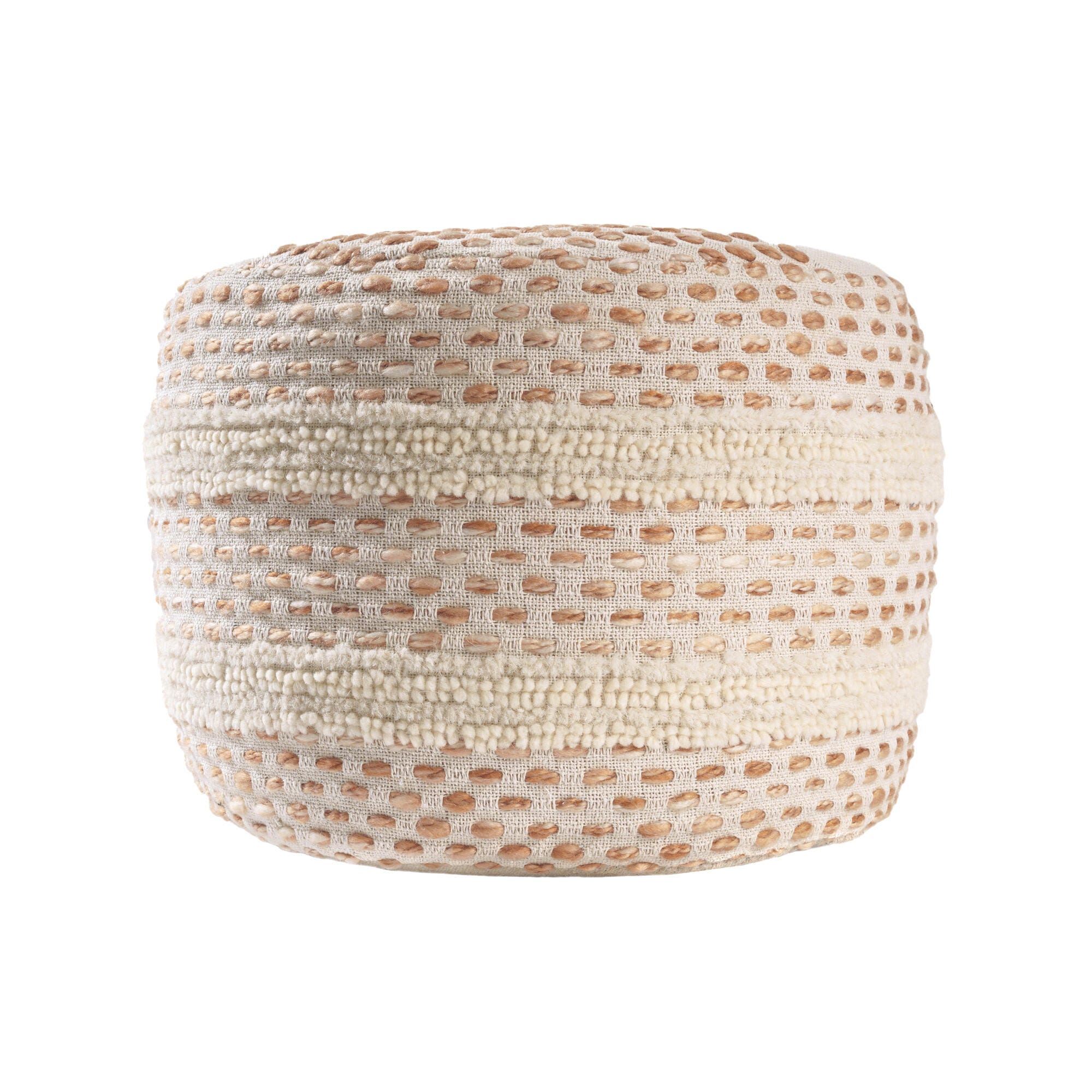 Suvii Home Lunaro Ombre Striped Pouf, White/Brown, large