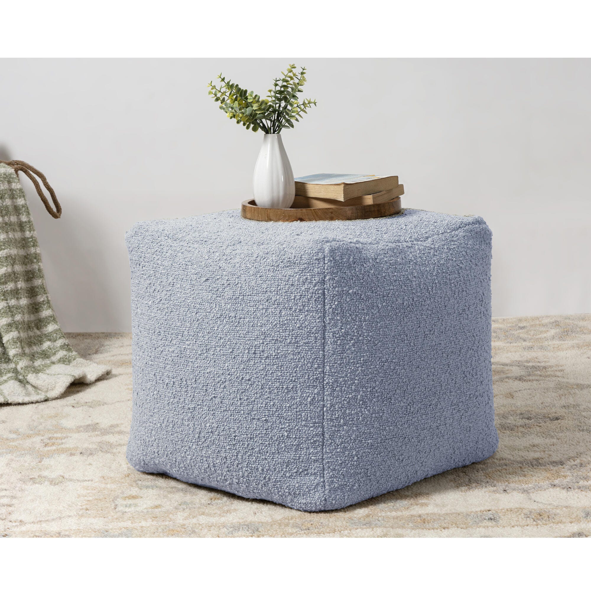 Suvii Home Lunaro Square Pouf, Blue, rollover