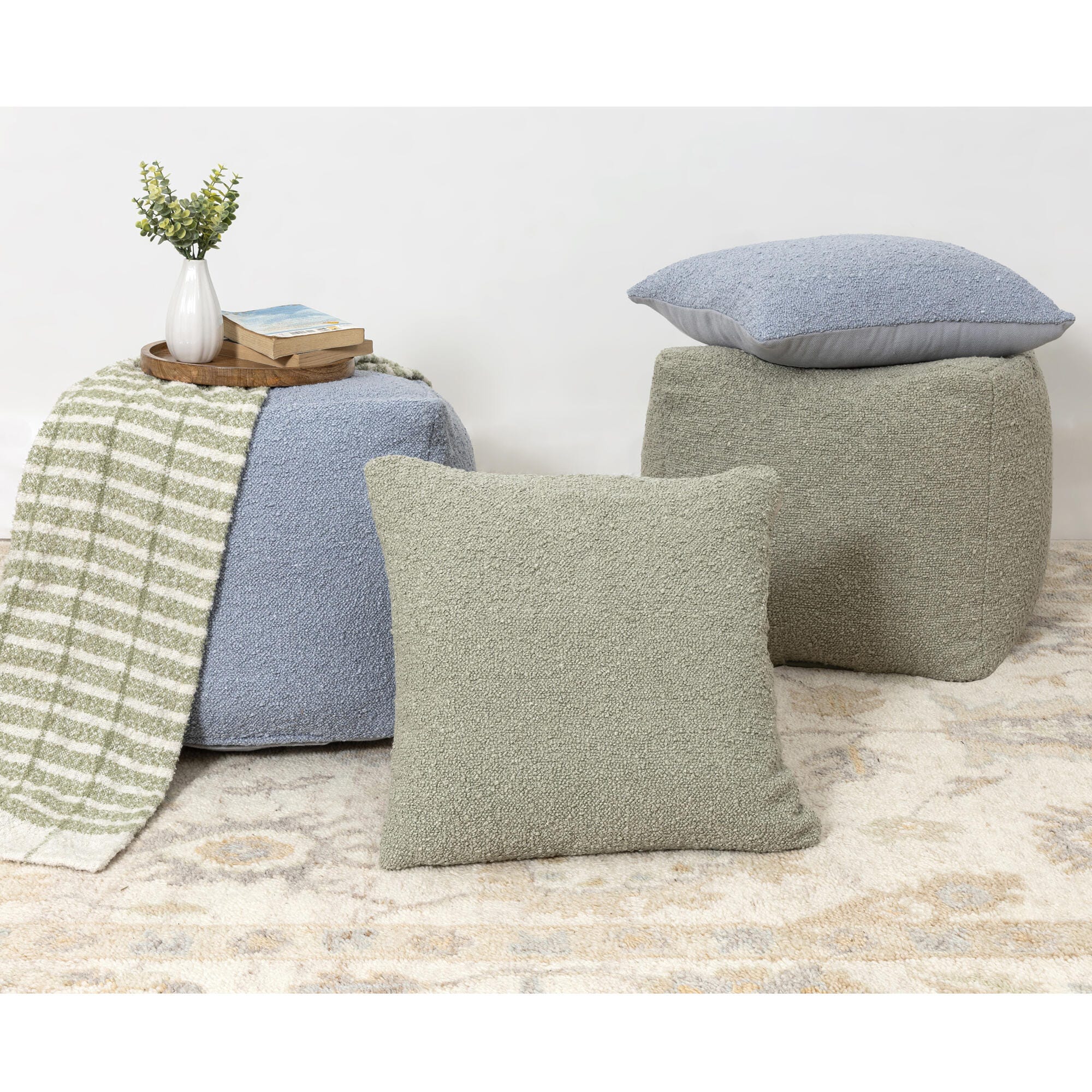 Suvii Home Lunaro Square Pouf, Blue, large