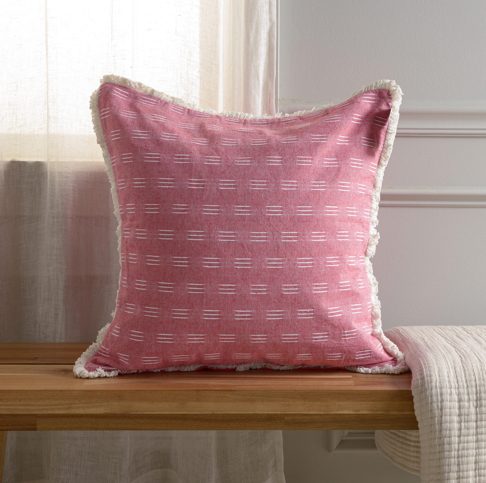 Rizzy Home Lumen Decorative Throw Pillow, White/Red, rollover