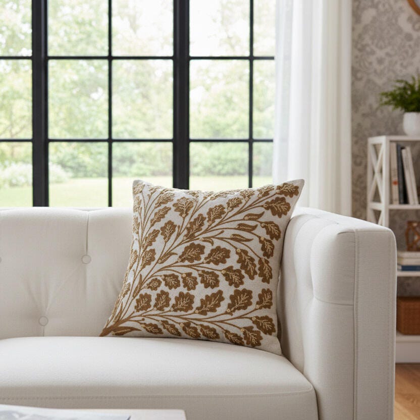 Rizzy Home Meadow Crest Decorative Throw Pillow, Golden Brown, rollover