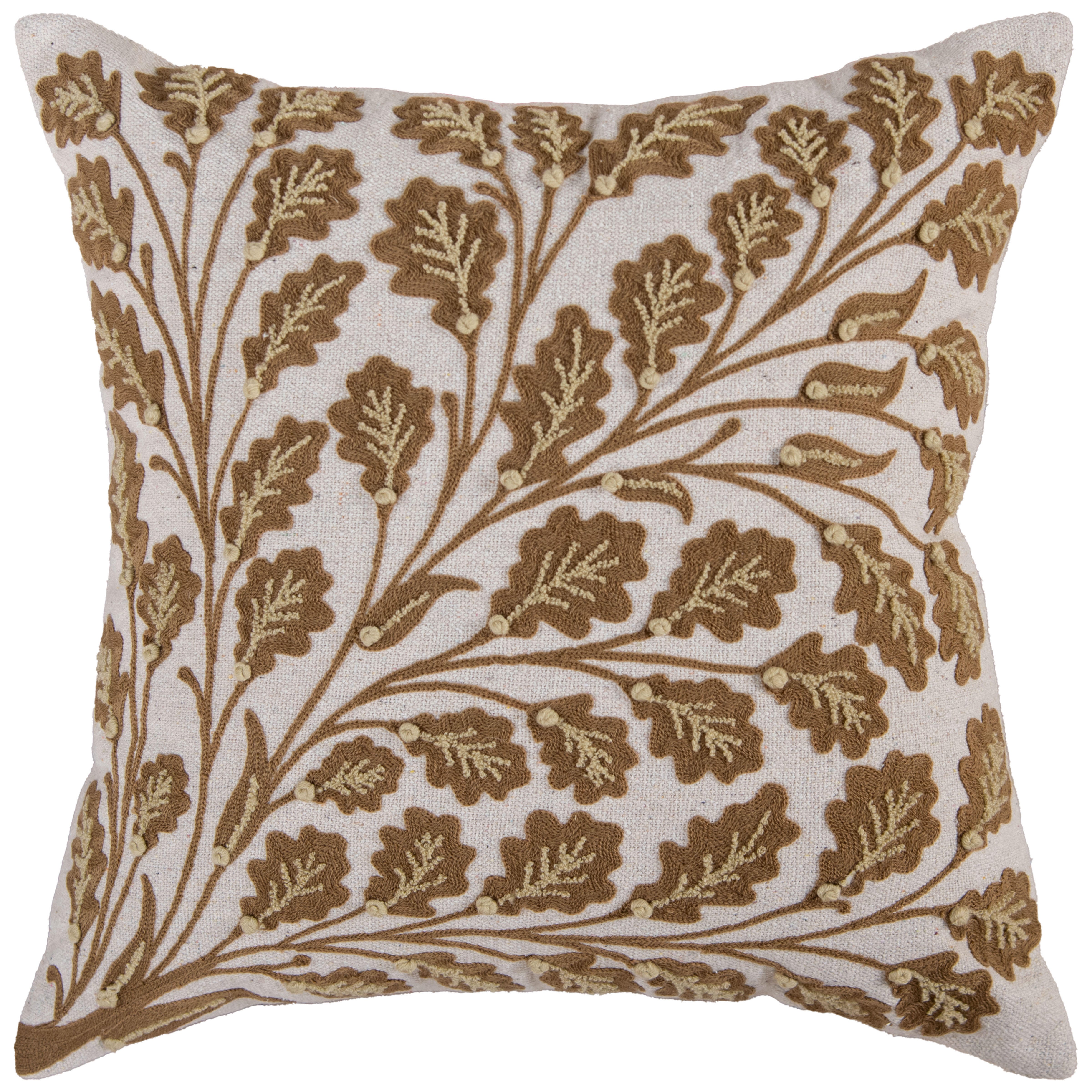 Rizzy Home Meadow Crest Decorative Throw Pillow, Golden Brown, large