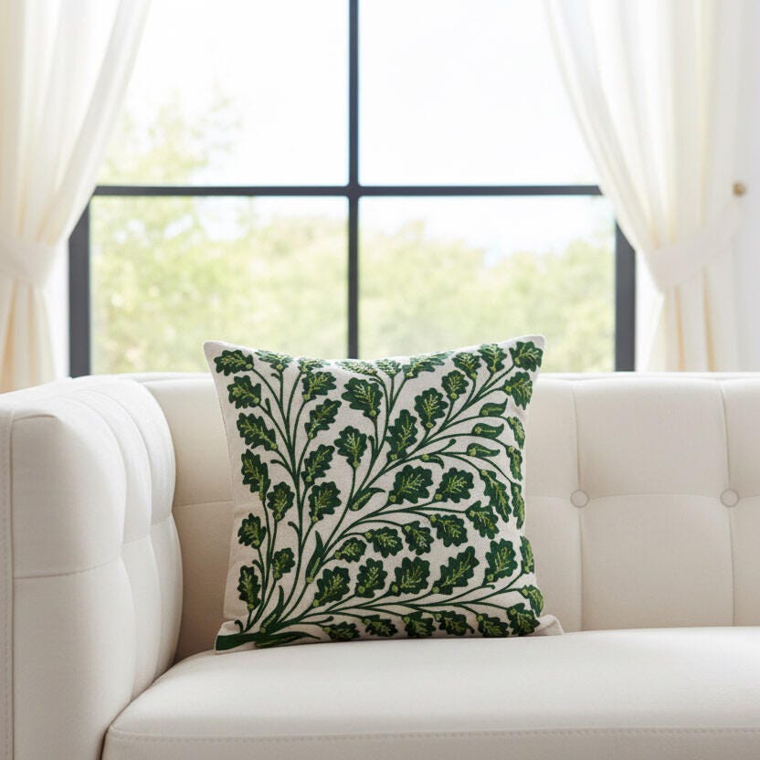 Rizzy Home Meadow Crest Decorative Throw Pillow, Green, rollover