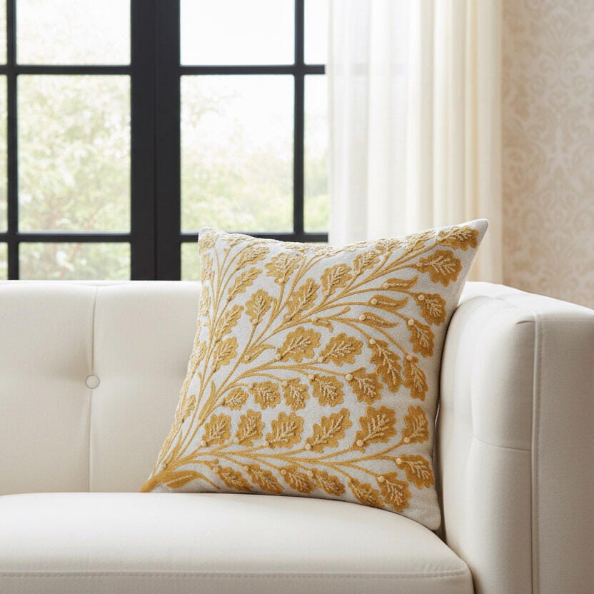 Rizzy Home Meadow Crest Decorative Throw Pillow, Yellow, rollover