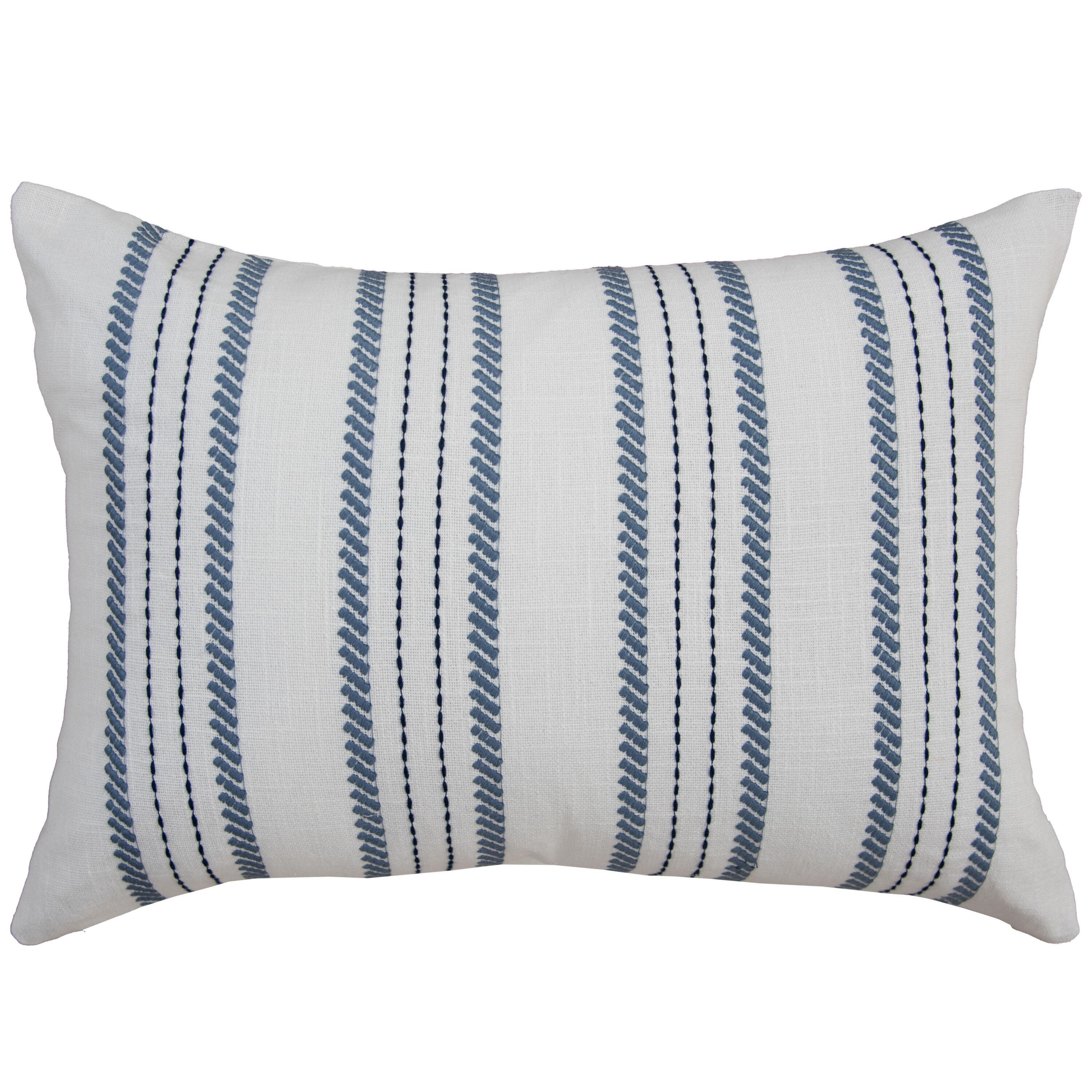 Rizzy Home Retreat Decorative Throw Pillow, White/Blue, large