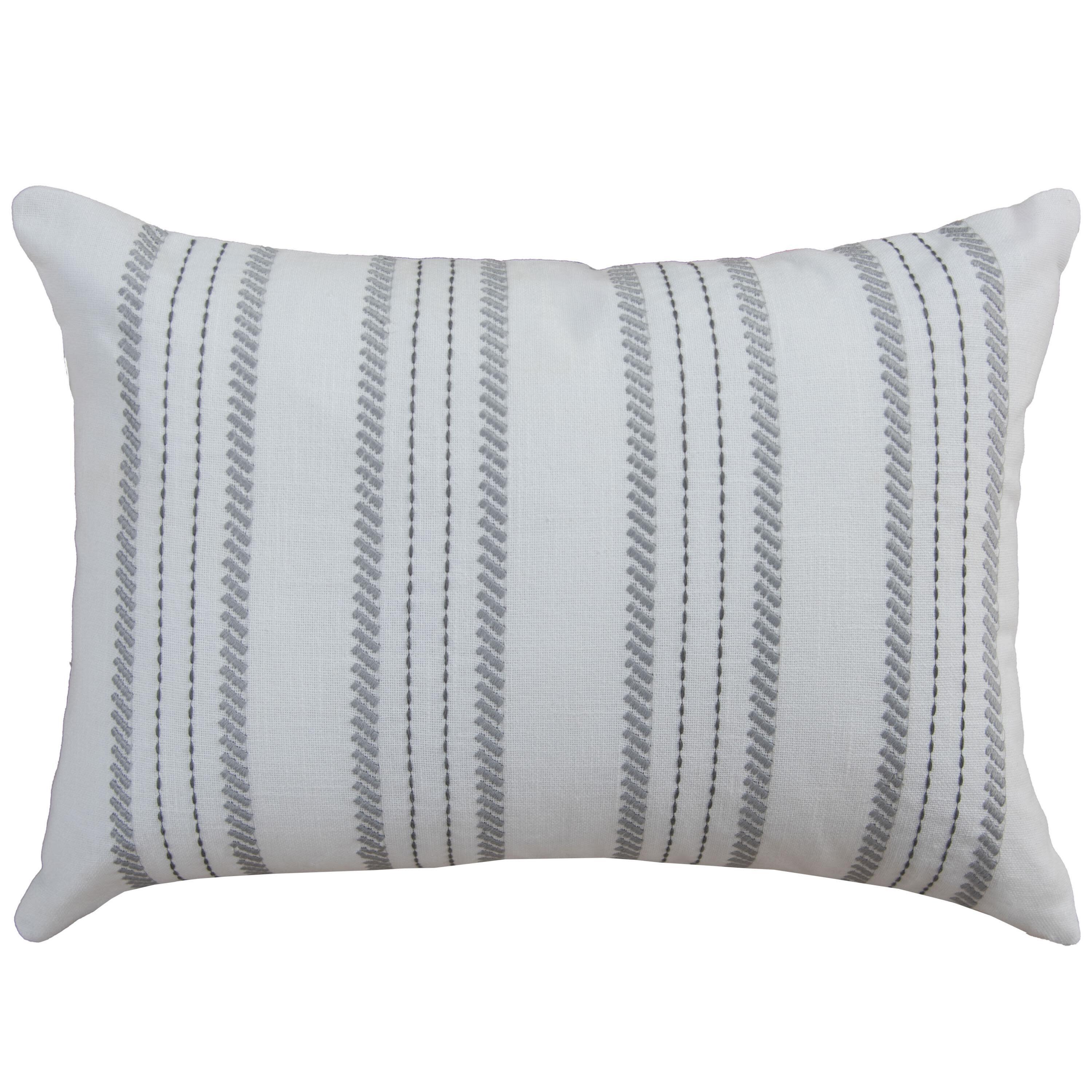 Rizzy Home Retreat Decorative Throw Pillow, White/Gray, large
