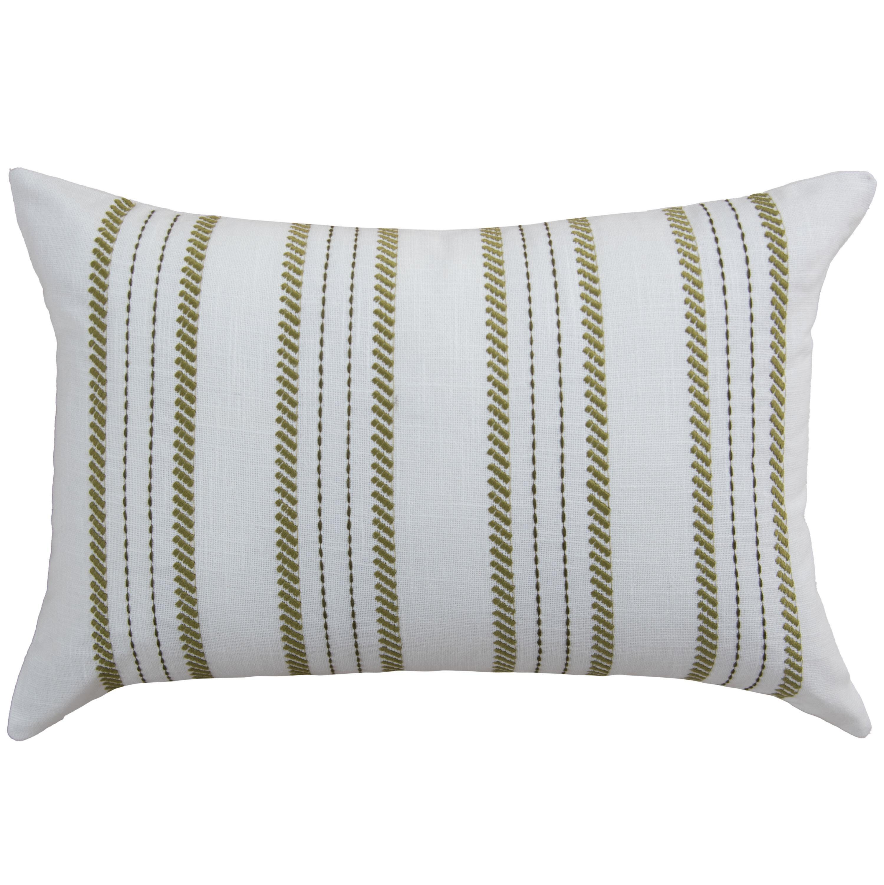 Rizzy Home Retreat Decorative Throw Pillow, White/Green, large