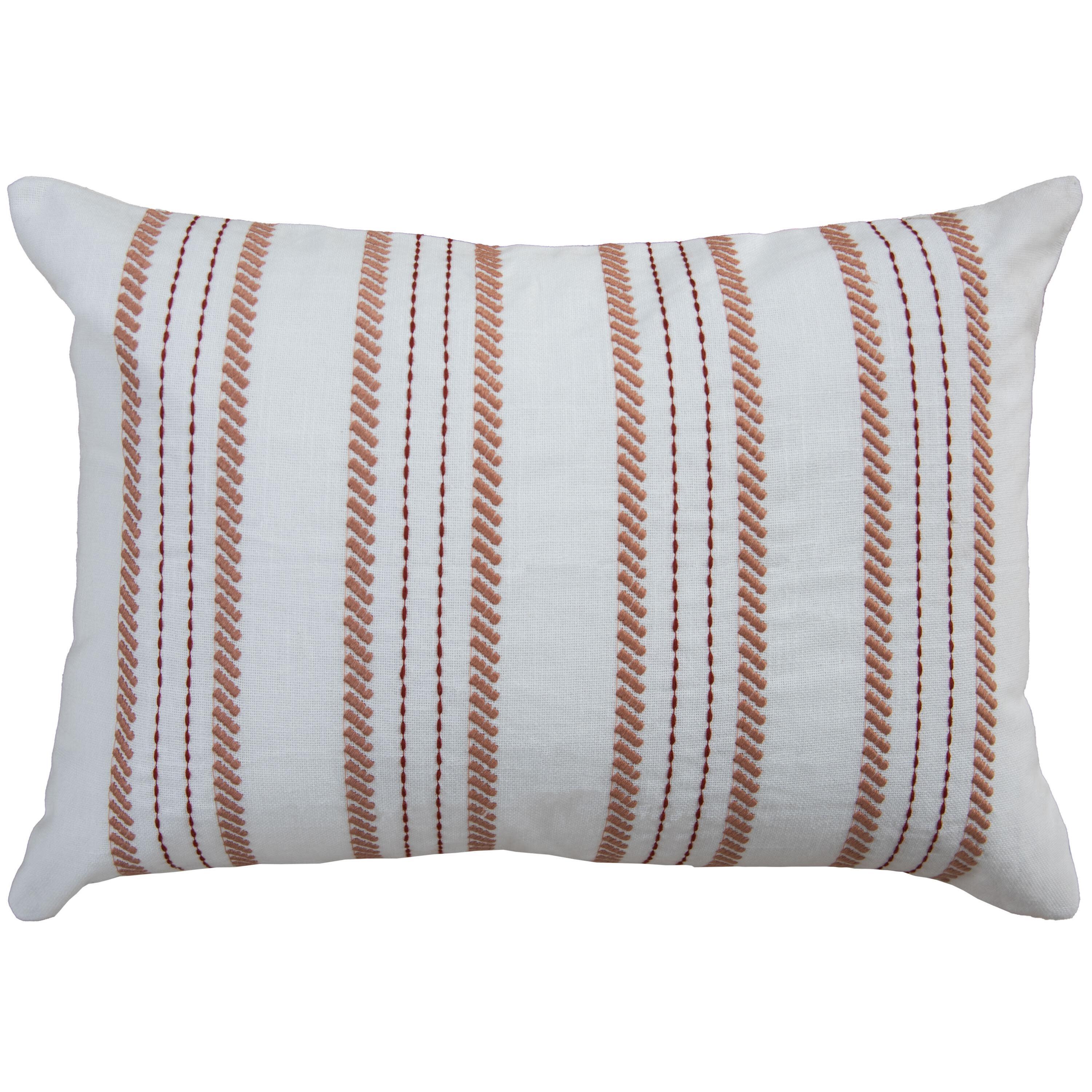 Rizzy Home Retreat Decorative Throw Pillow, White/Rust, large