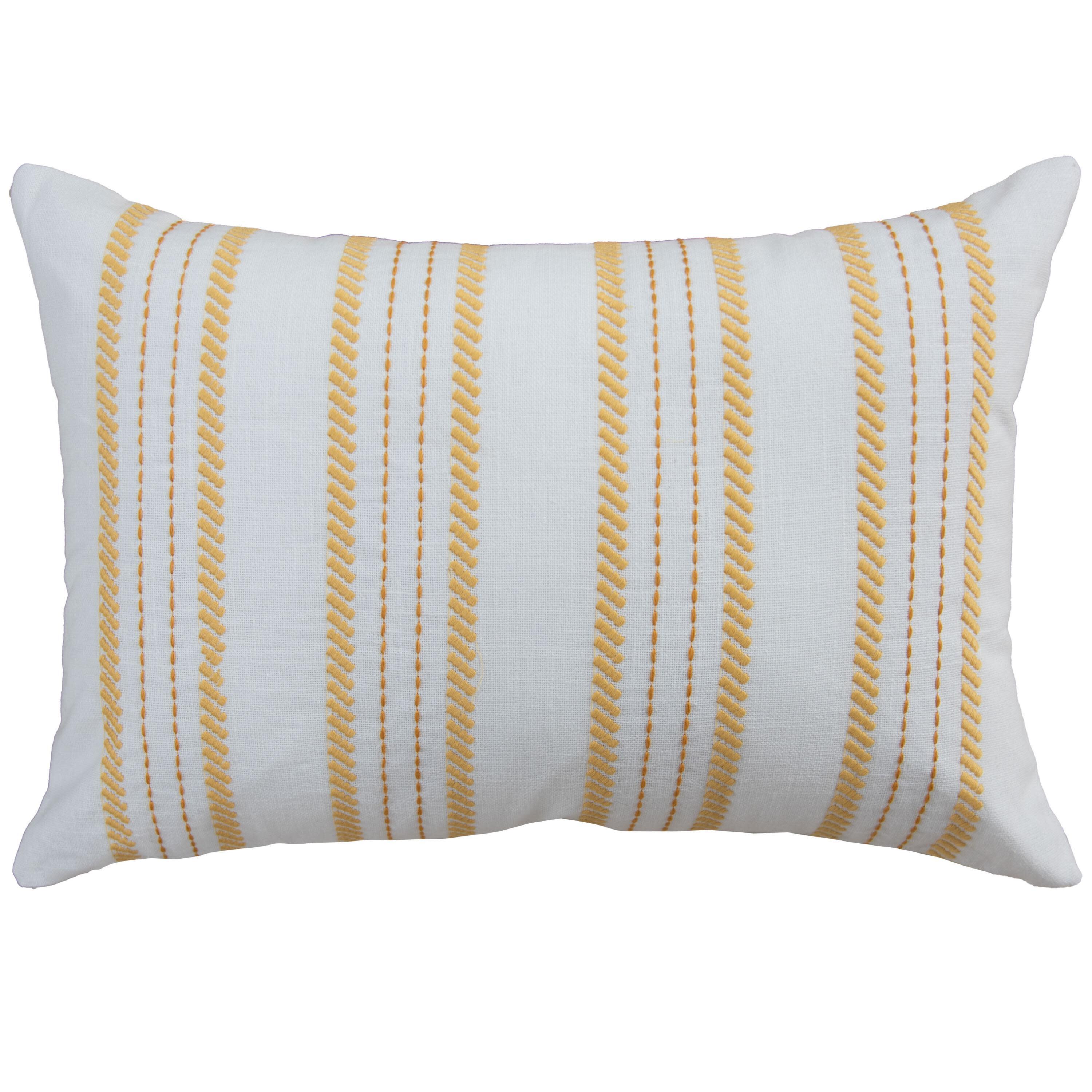 Rizzy Home Retreat Decorative Throw Pillow, White/Yellow, large