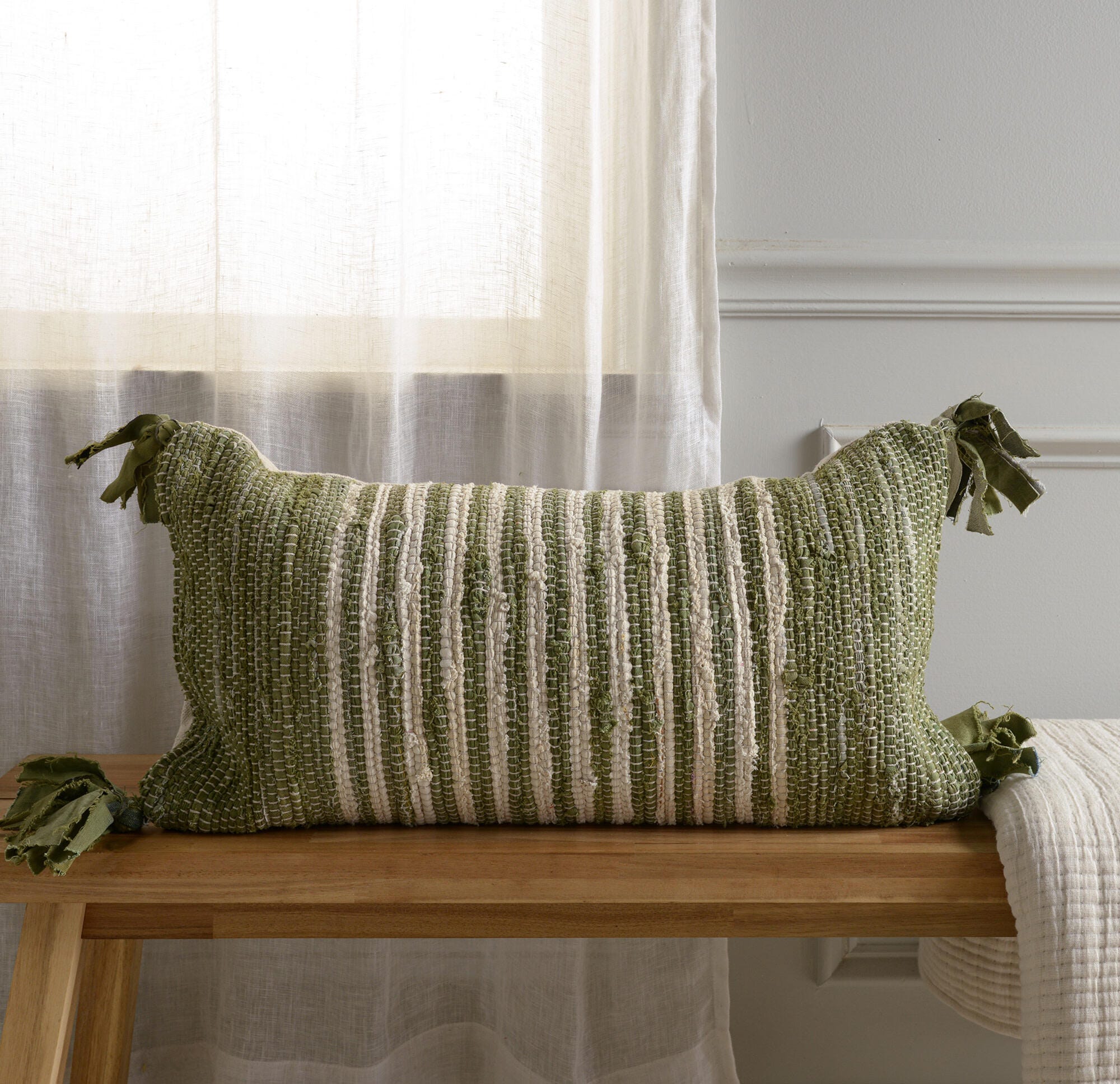 Rizzy Home Origins Decorative Throw Pillow, Green/Natural, rollover