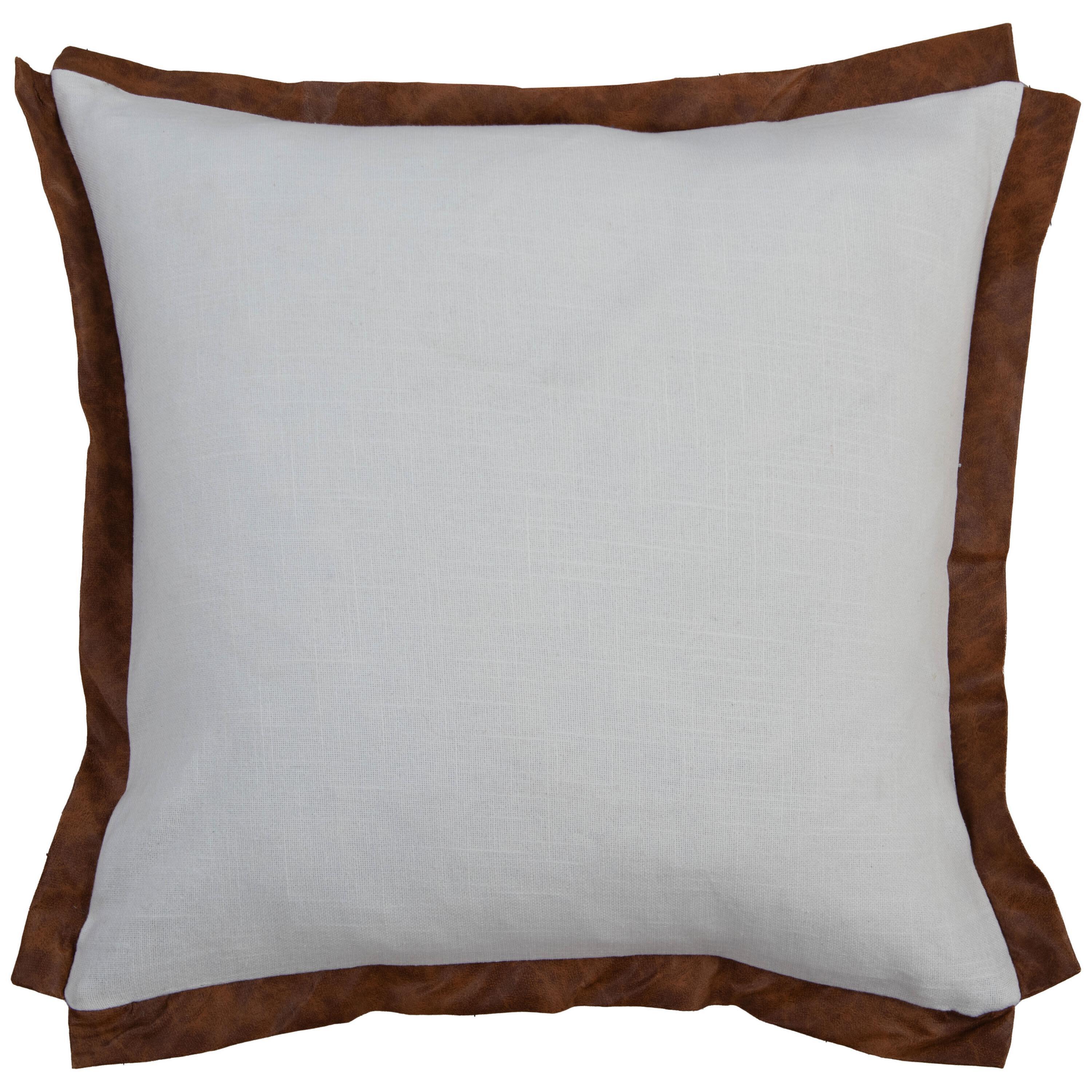Rizzy Home Flanged Decorative Throw Pillow, Ivory/Saddle, large