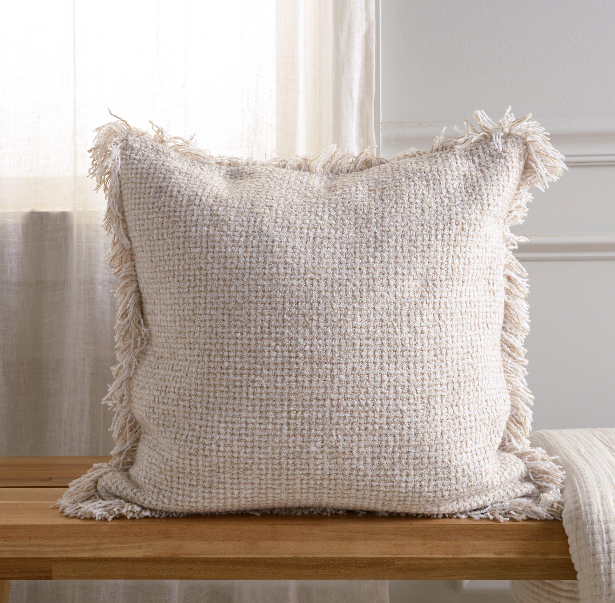 Rizzy Home Fringe Decorative Throw Pillow, , rollover